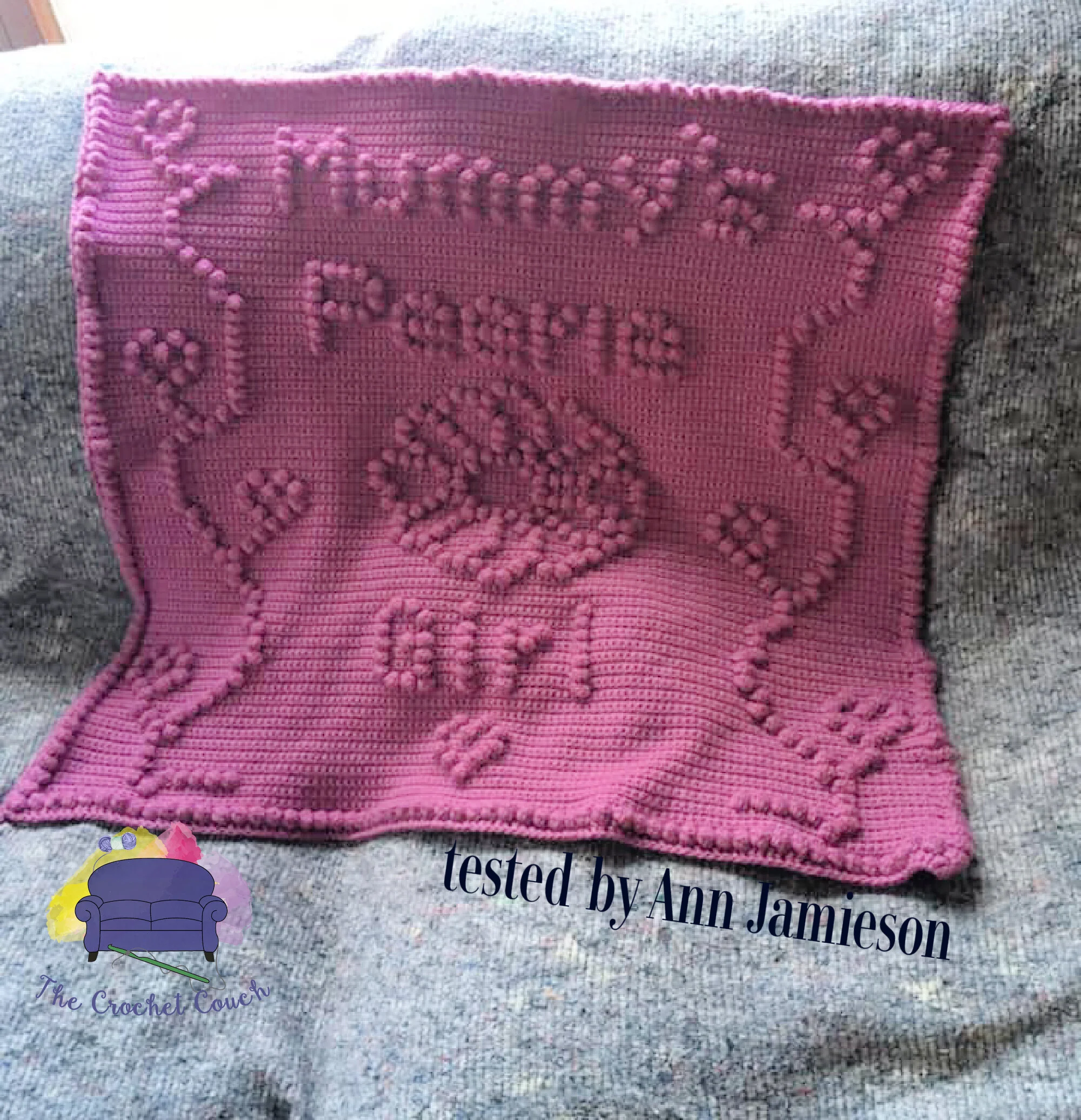 Mummy's Peerie Girl Baby Afghan, Bobble Crochet Pattern