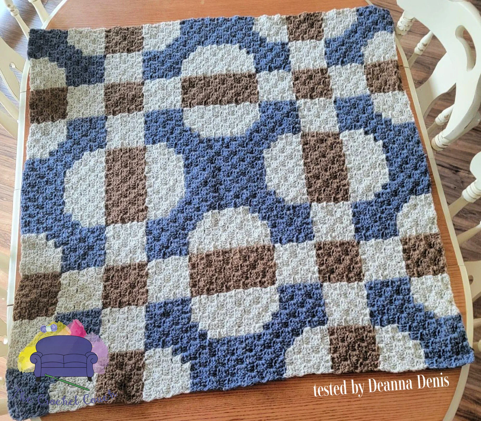 Amanda Small Quilt Afghan, C2C Crochet Pattern