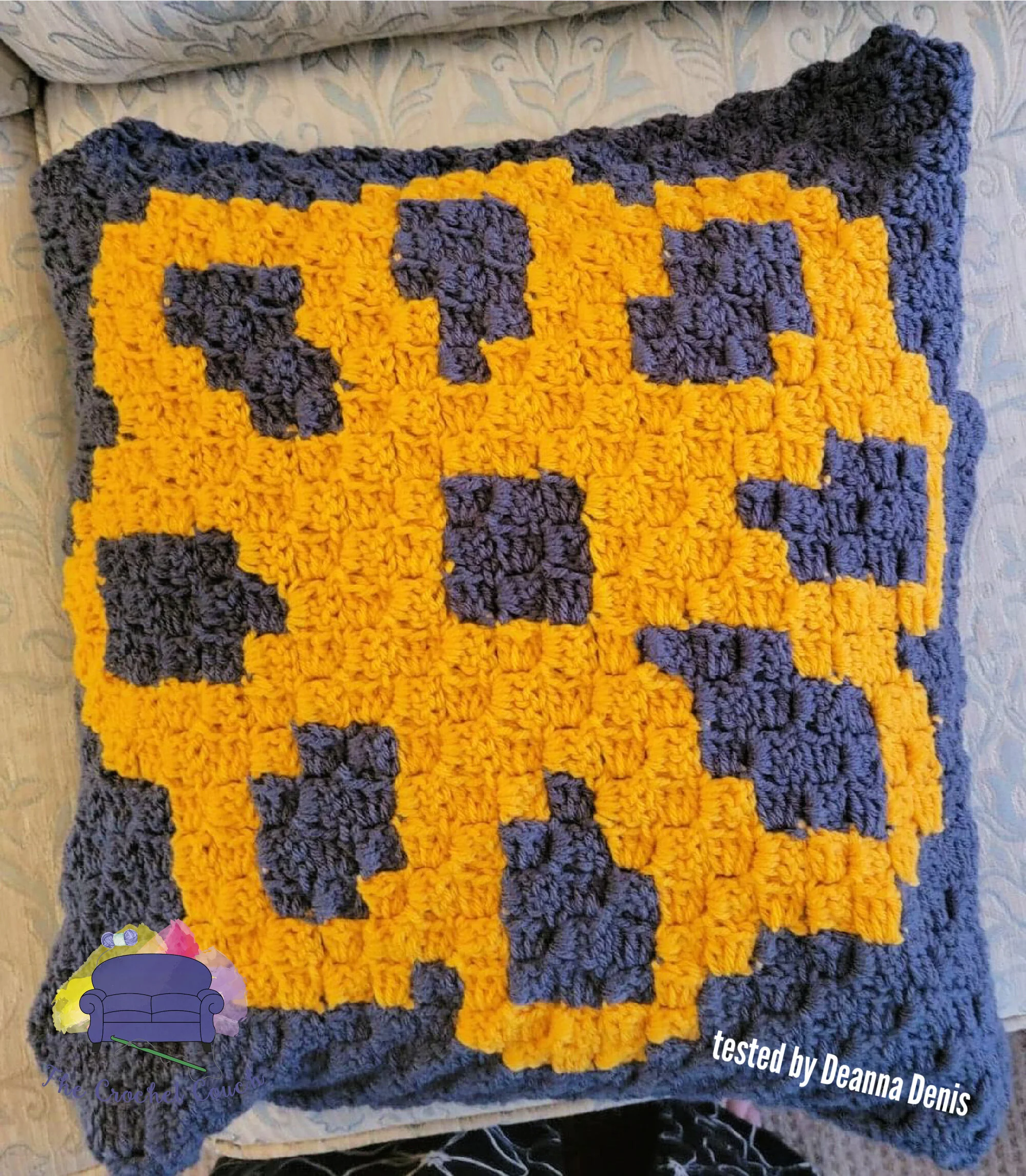 Vain Violet Pillow, C2C Crochet Pattern