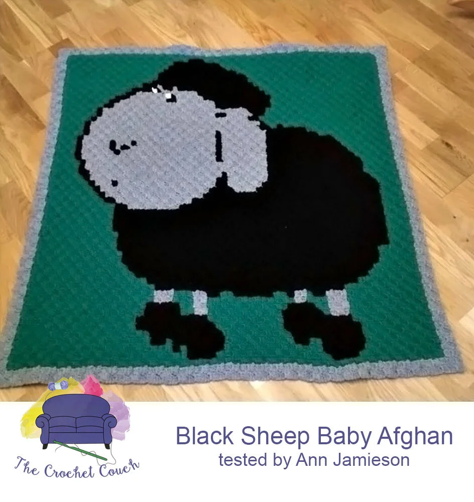 Black Sheep Baby Afghan, C2C Crochet Pattern