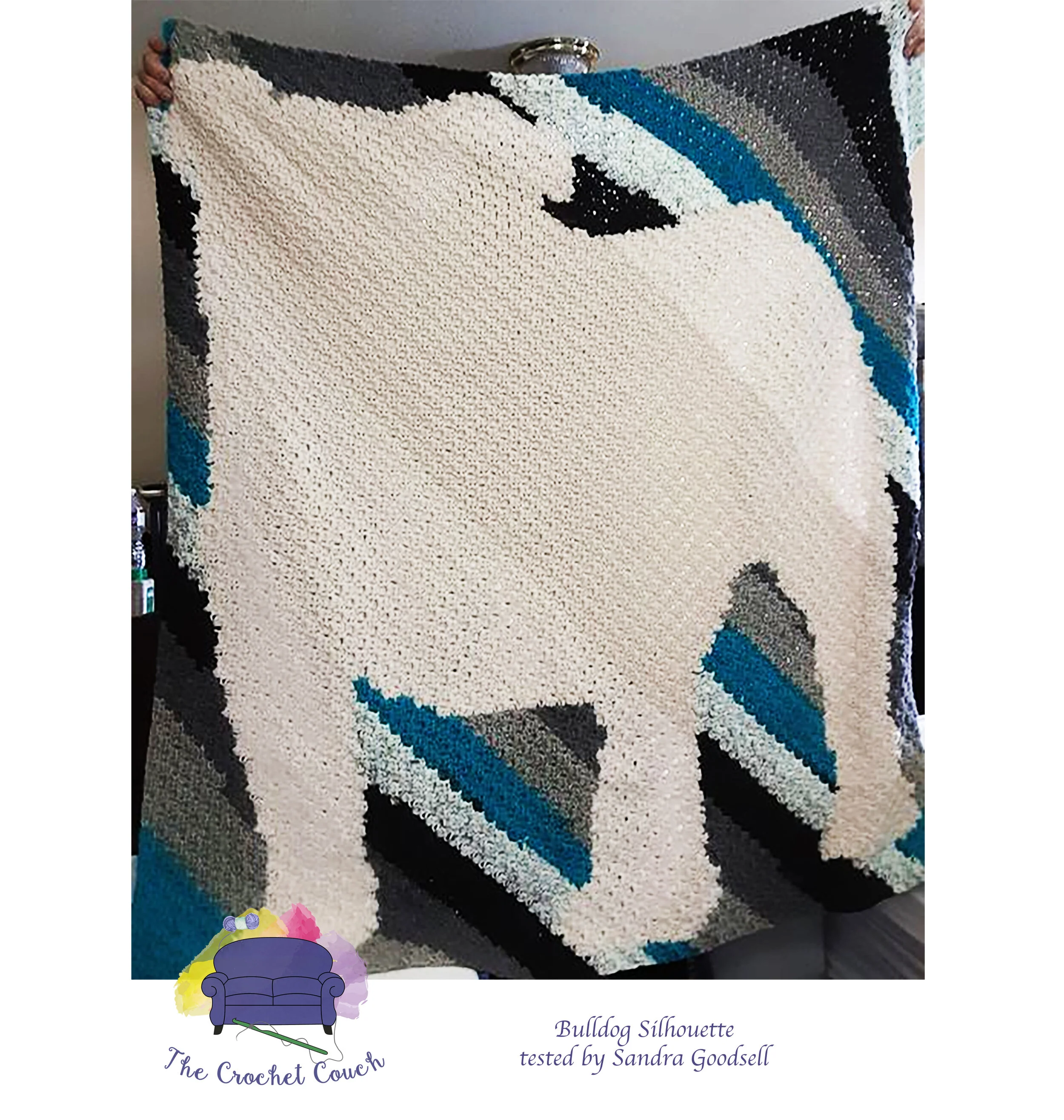 Bulldog Silhouette Afghan C2C Crochet Pattern