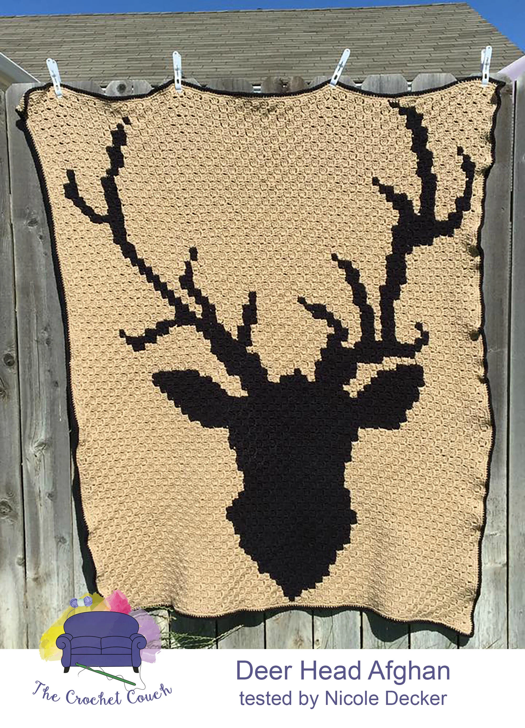 Deer Afghan, Ecru and Brown, C2C Crochet Pattern