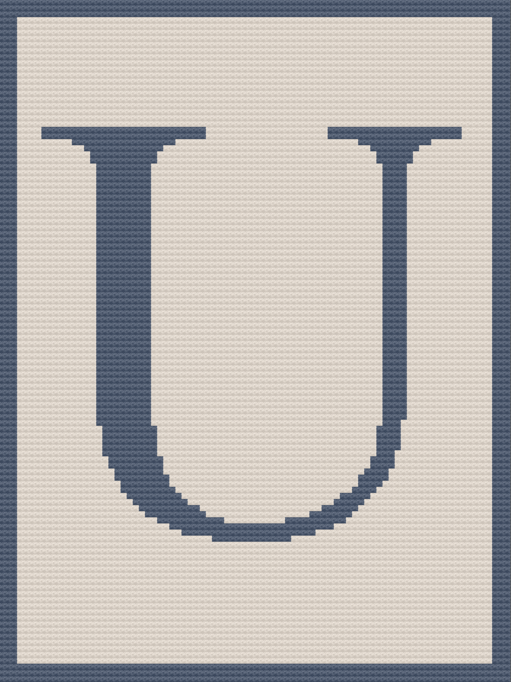 Letter U Afghan, Twin Size, C2C Crochet Pattern