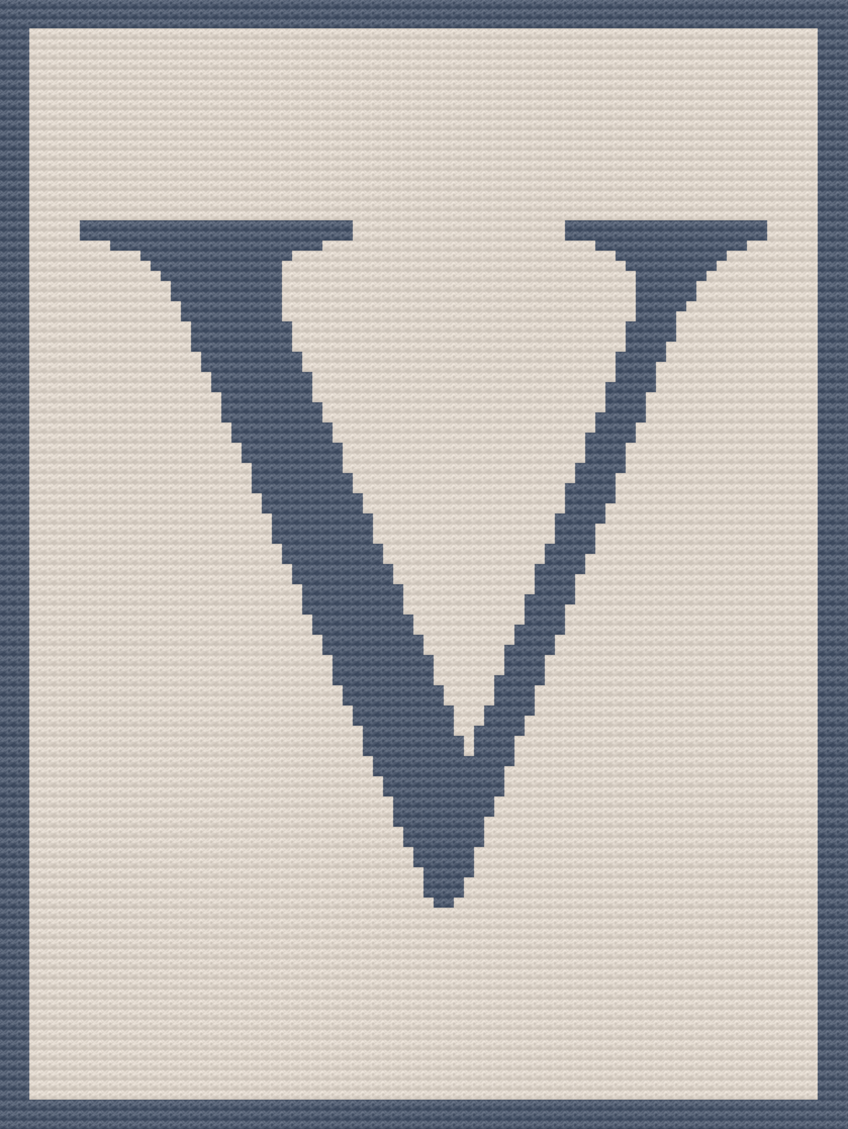 Letter V Afghan, Twin Size, C2C Crochet Pattern
