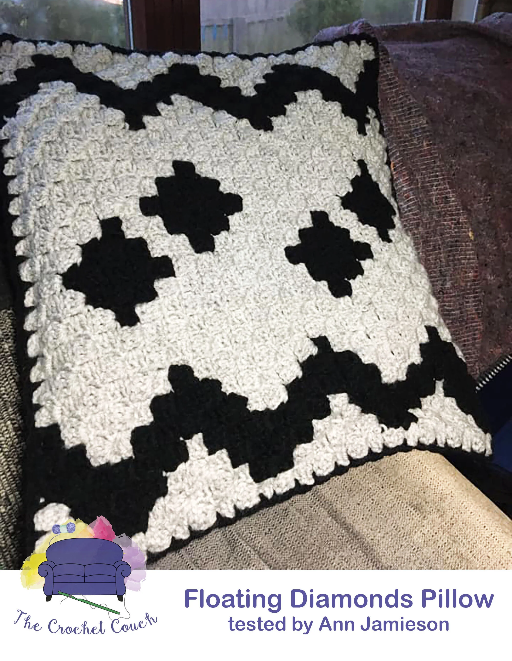Floating Diamonds Pillow, C2C Crochet Pattern