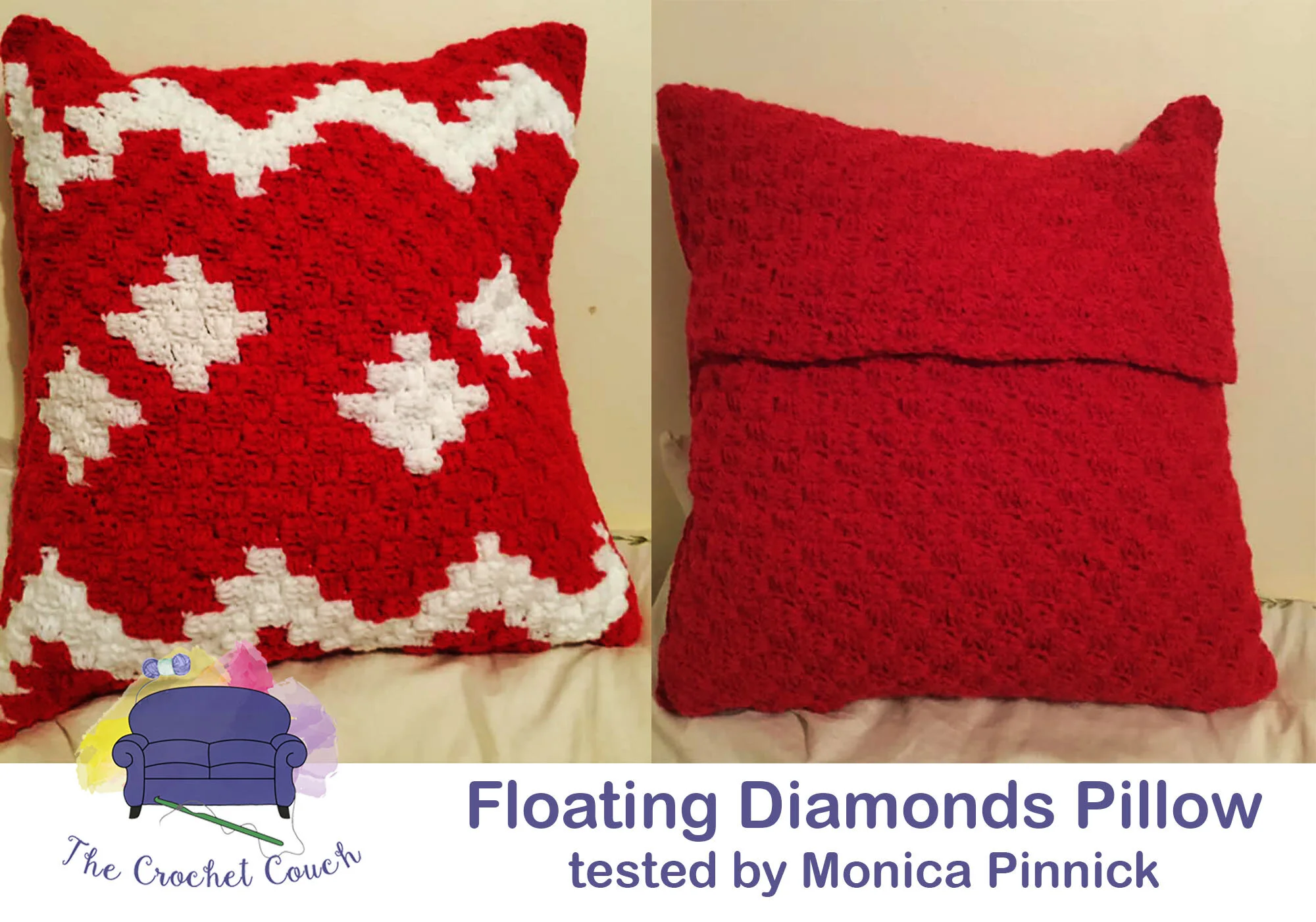 Floating Diamonds Pillow, C2C Crochet Pattern