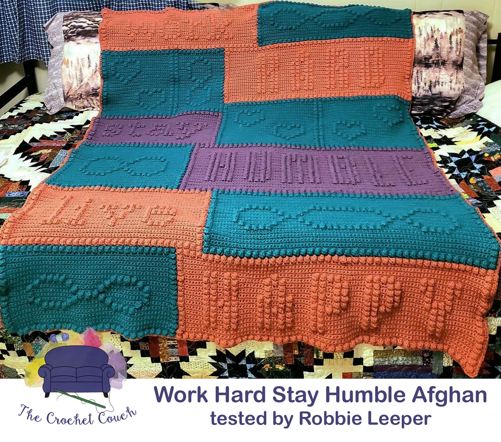 Work Hard, Stay Humble Afghan, Bobble Crochet Pattern