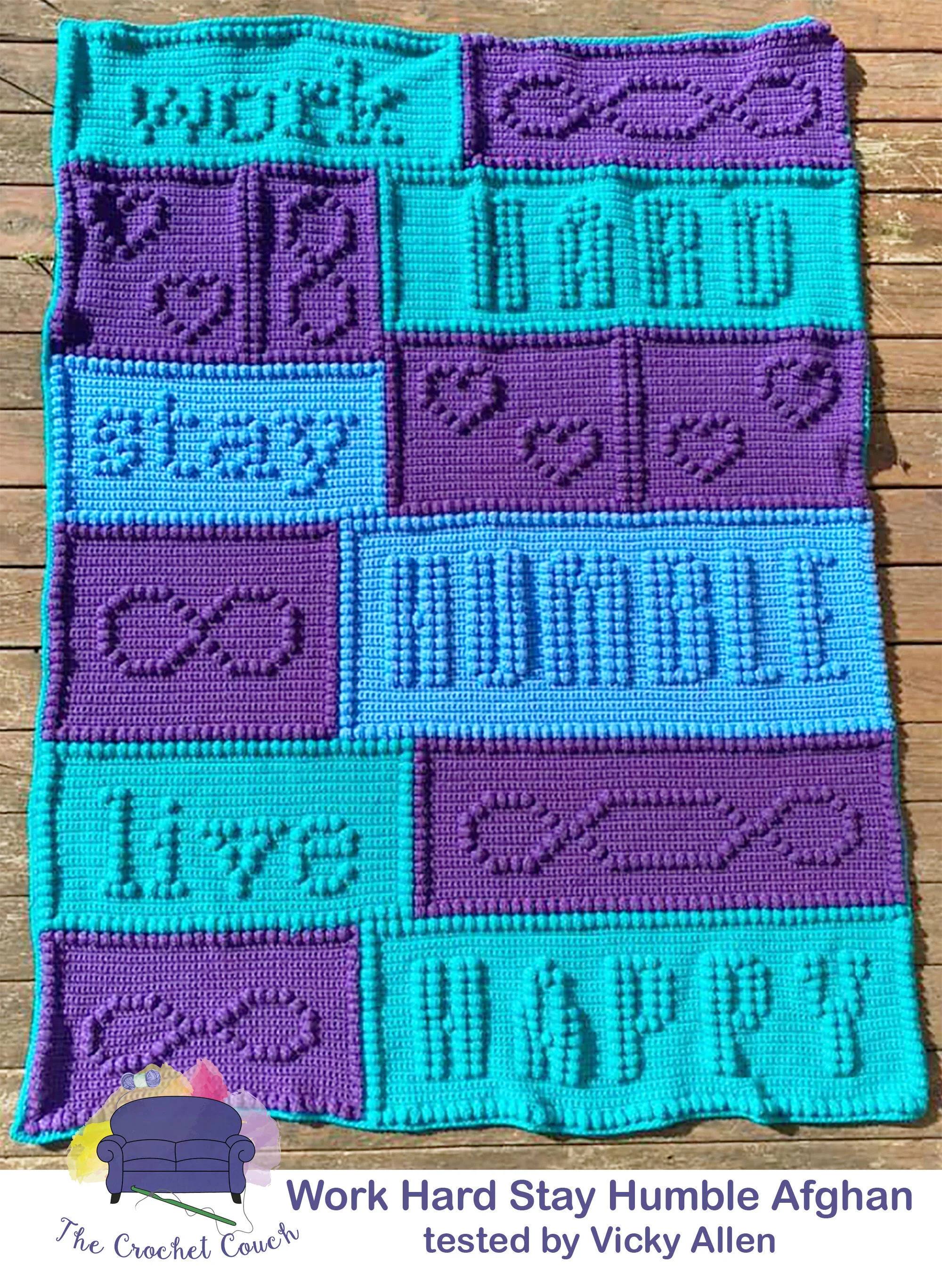 Work Hard, Stay Humble Afghan, Bobble Crochet Pattern