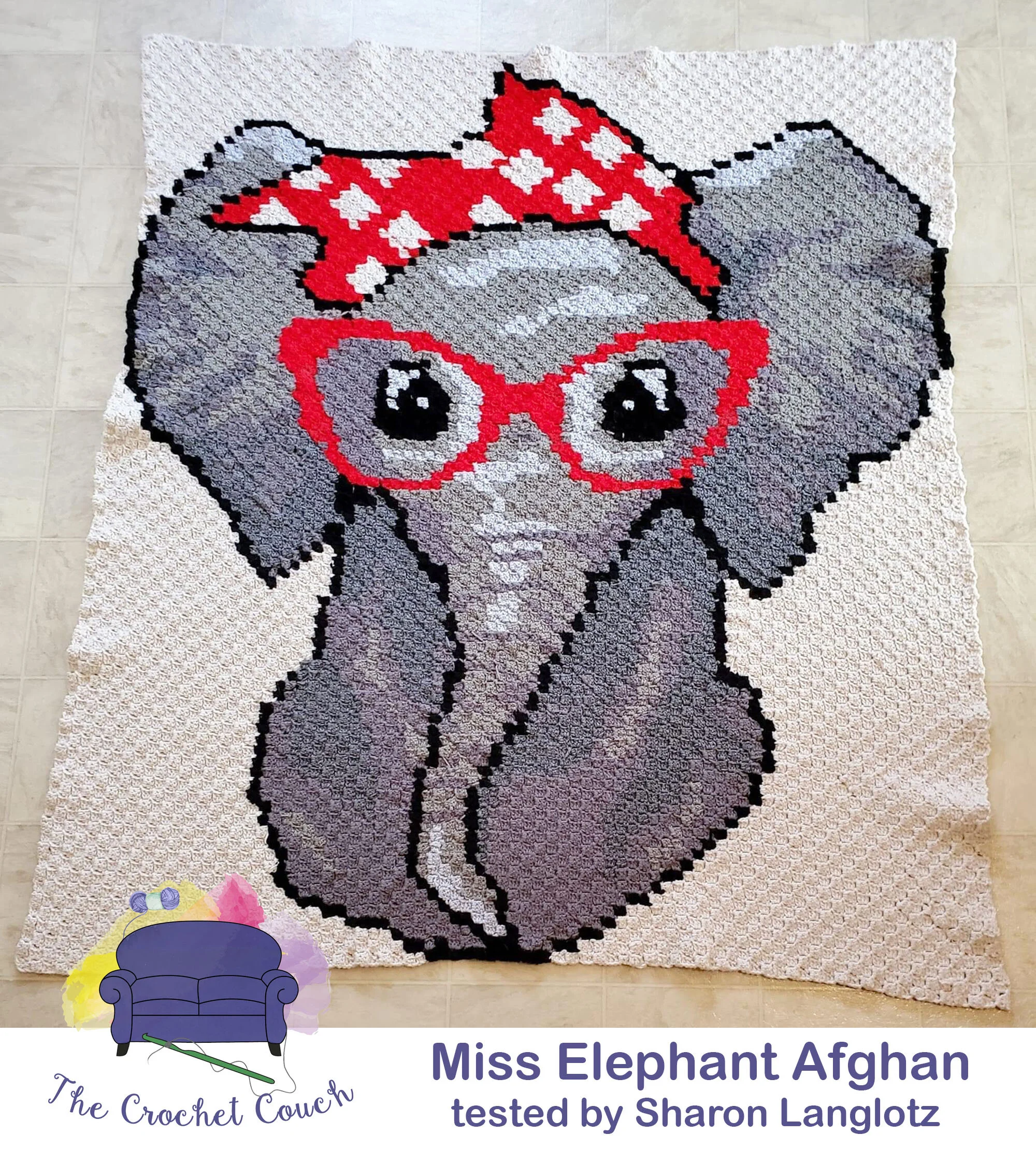 Miss Elephant Afghan, C2C Crochet Pattern