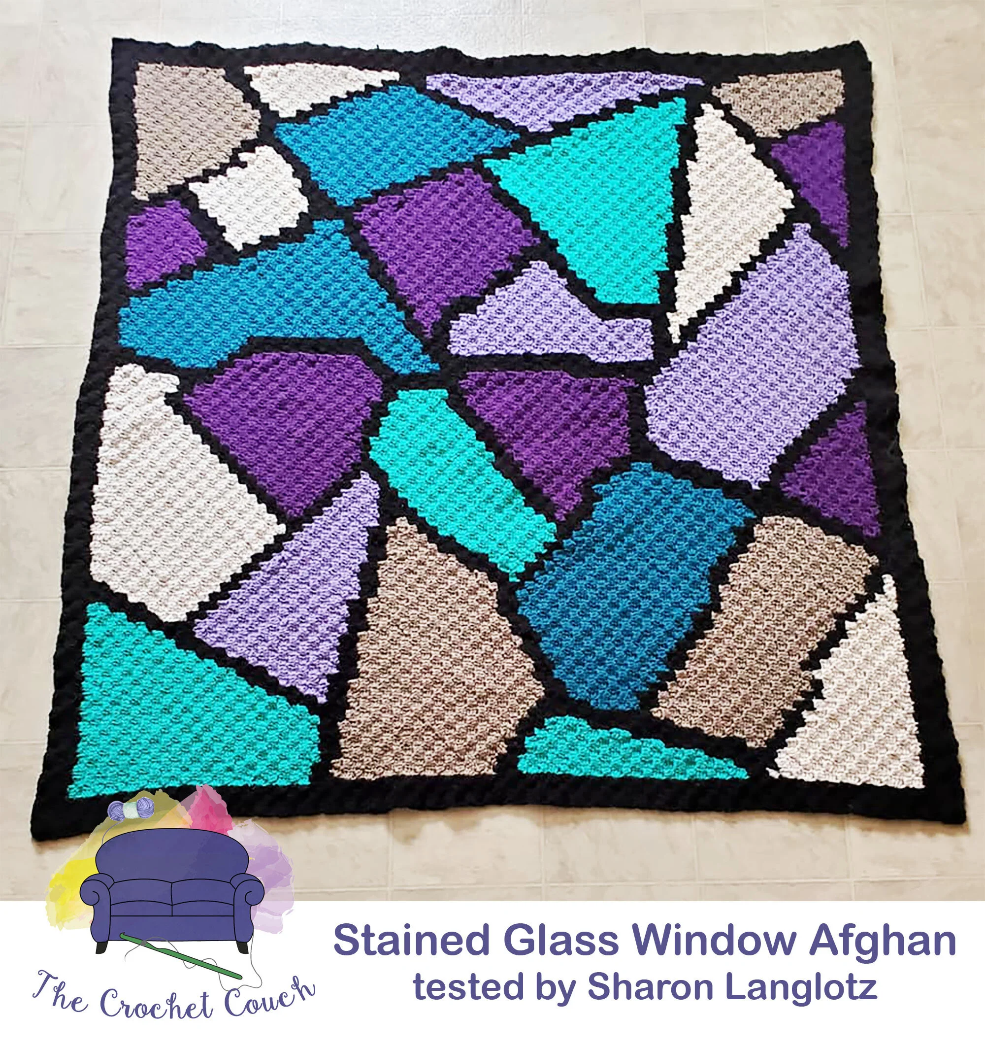 Stained Glass Afghan, C2C Crochet Pattern