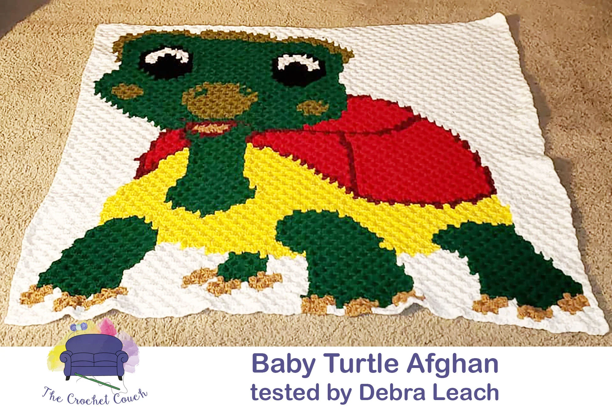Baby Turtle Kids Afghan, C2C Crochet Pattern