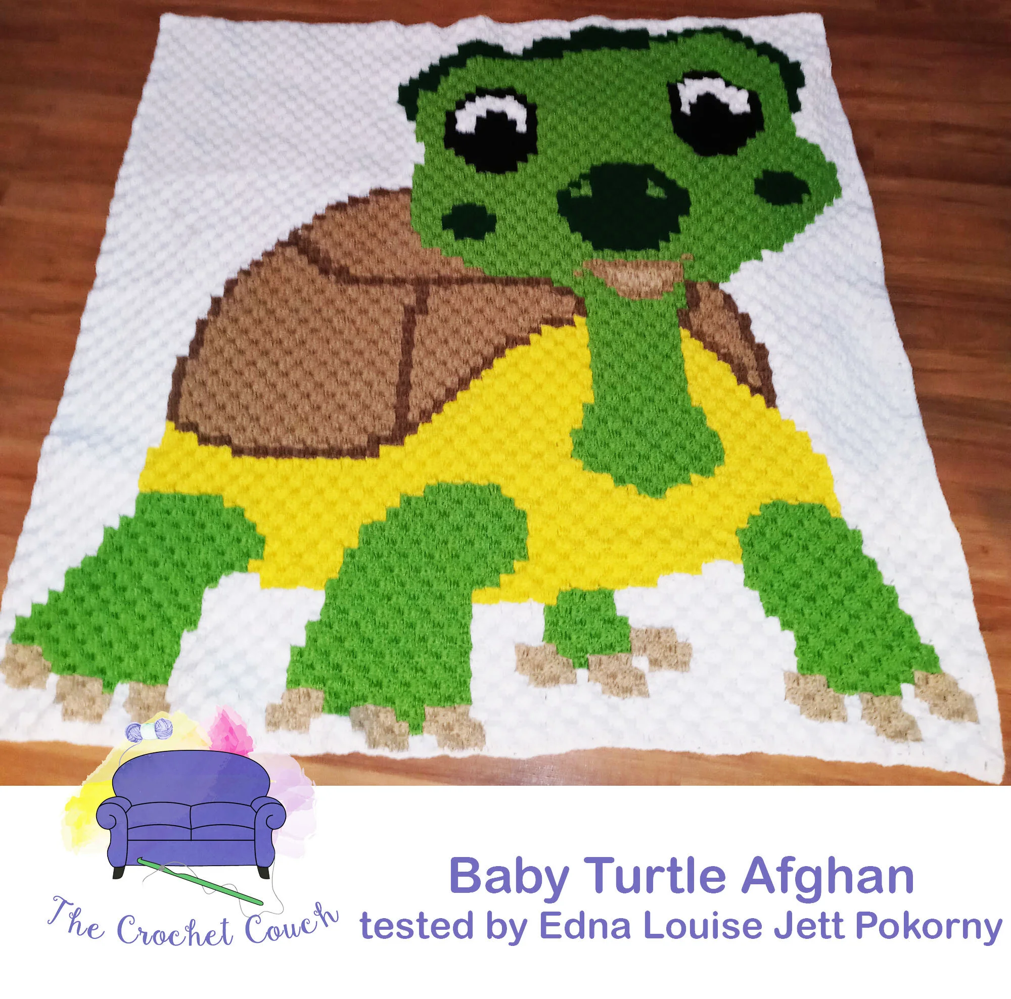 Baby Turtle Kids Afghan, C2C Crochet Pattern