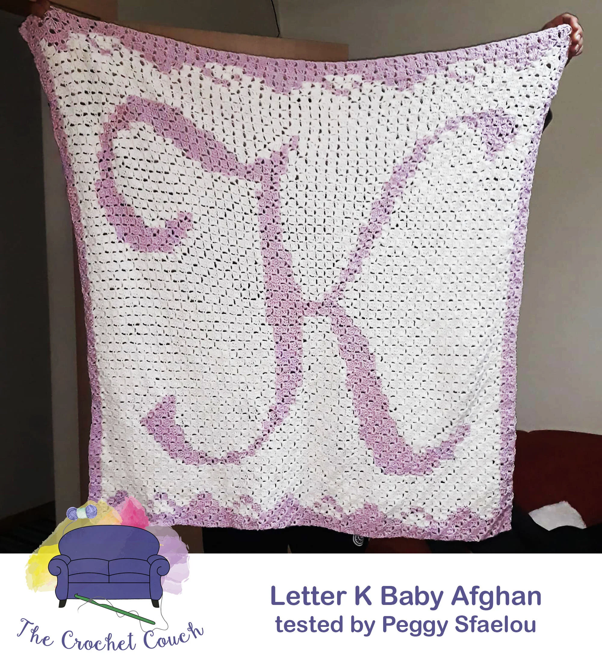 Letter K Baby Afghan, C2C Crochet Pattern