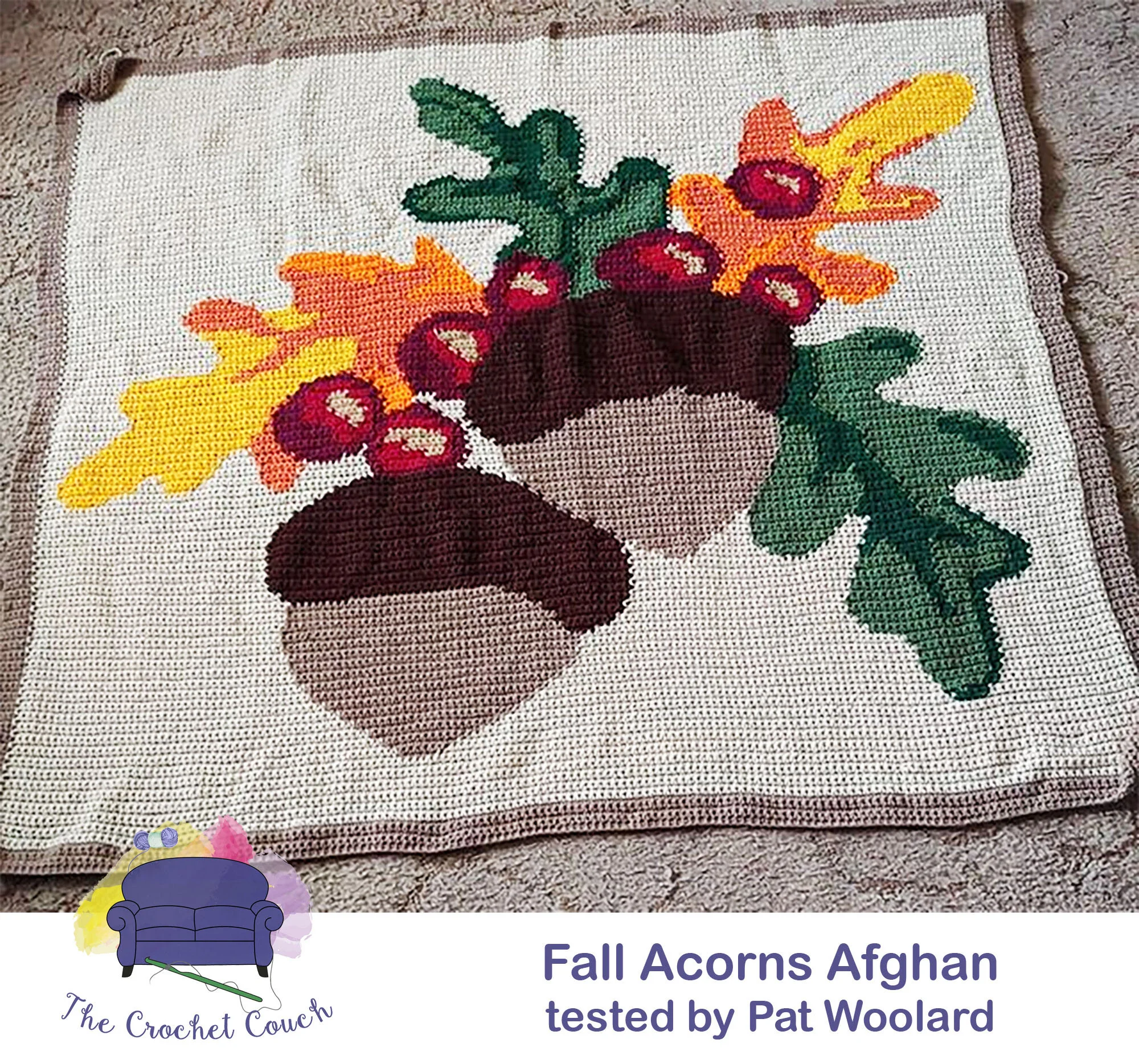 Fall Acorns Afghan, SC or TSS Crochet Pattern