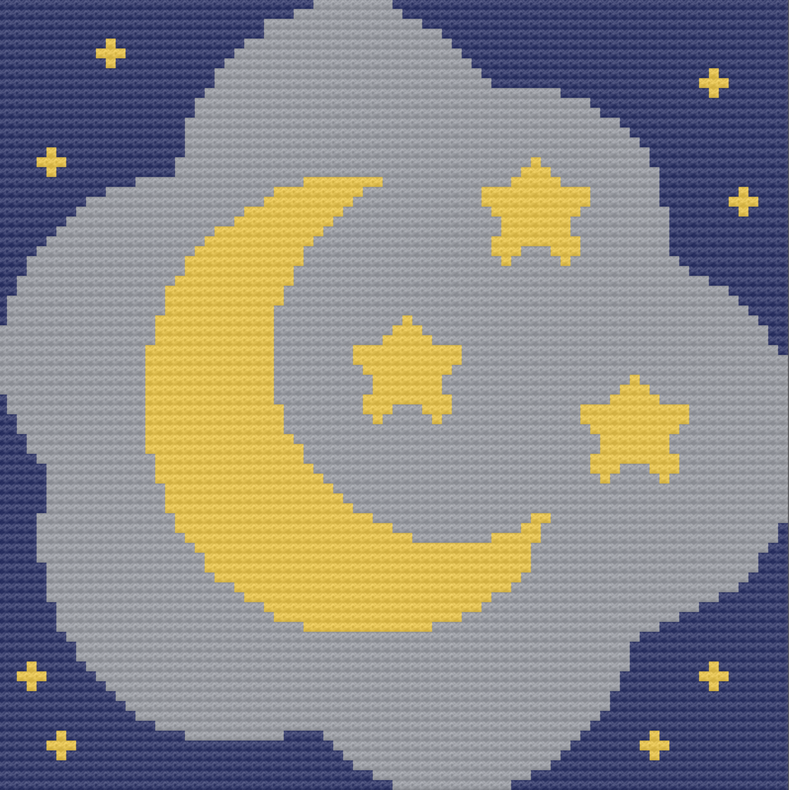 Moon and Stars Afghan, C2C Crochet Pattern