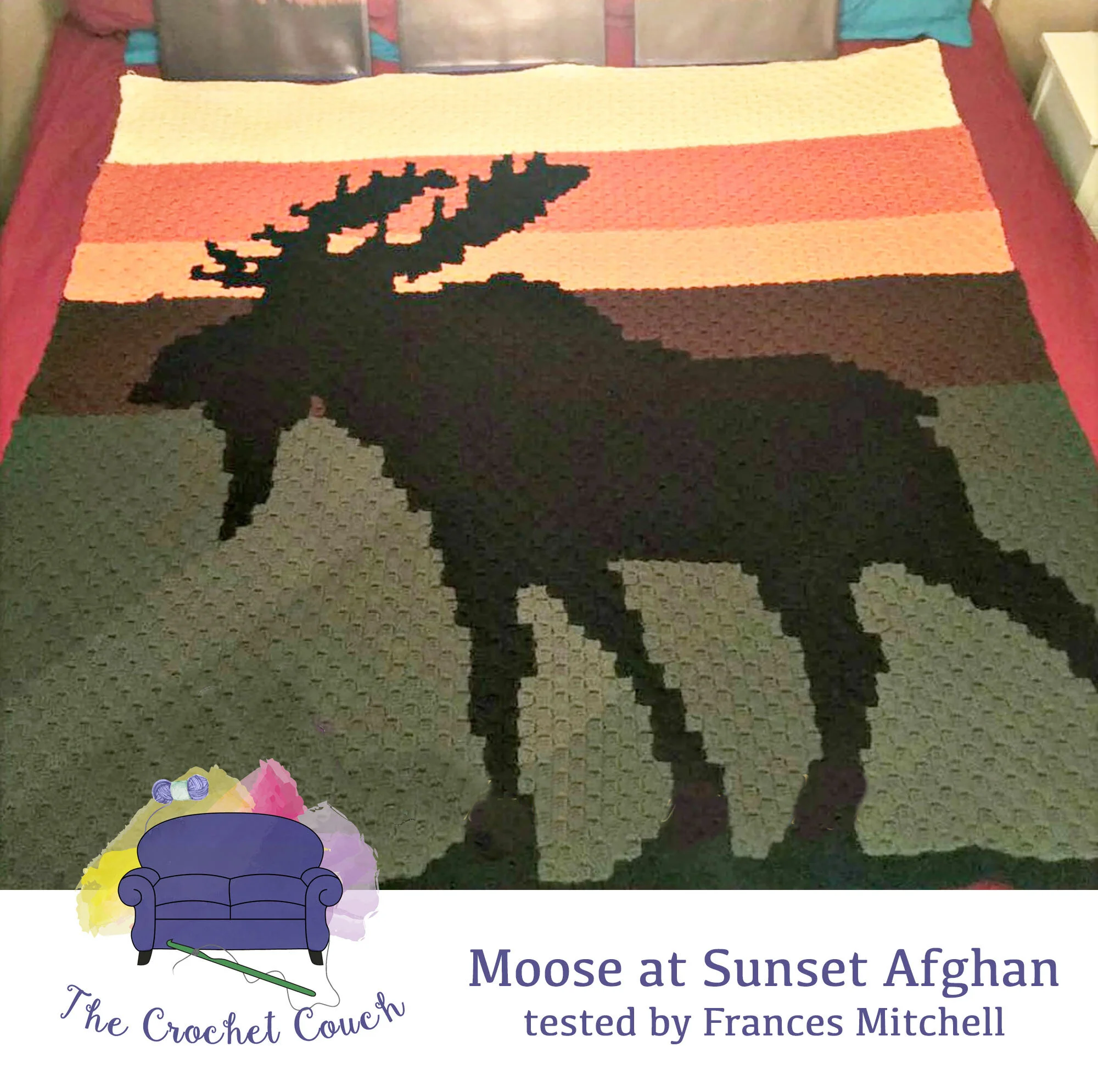 Moose at Sunset Afghan, C2C Crochet Pattern