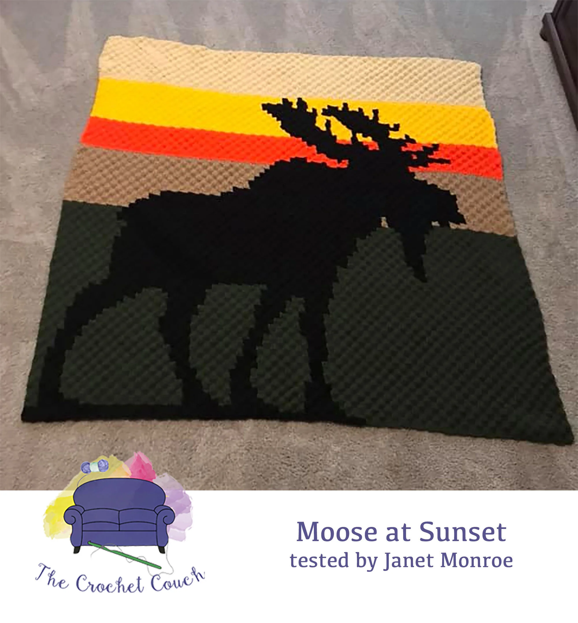 Moose at Sunset Afghan, C2C Crochet Pattern