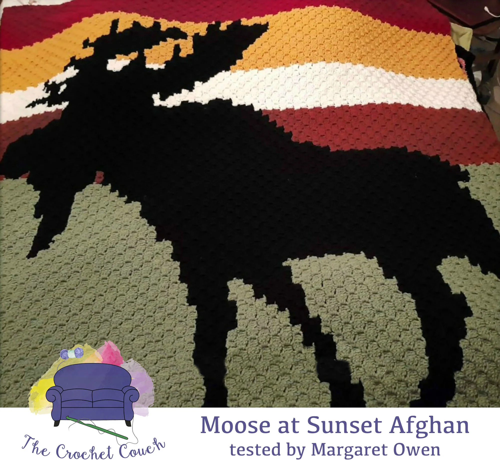 Moose at Sunset Afghan, C2C Crochet Pattern