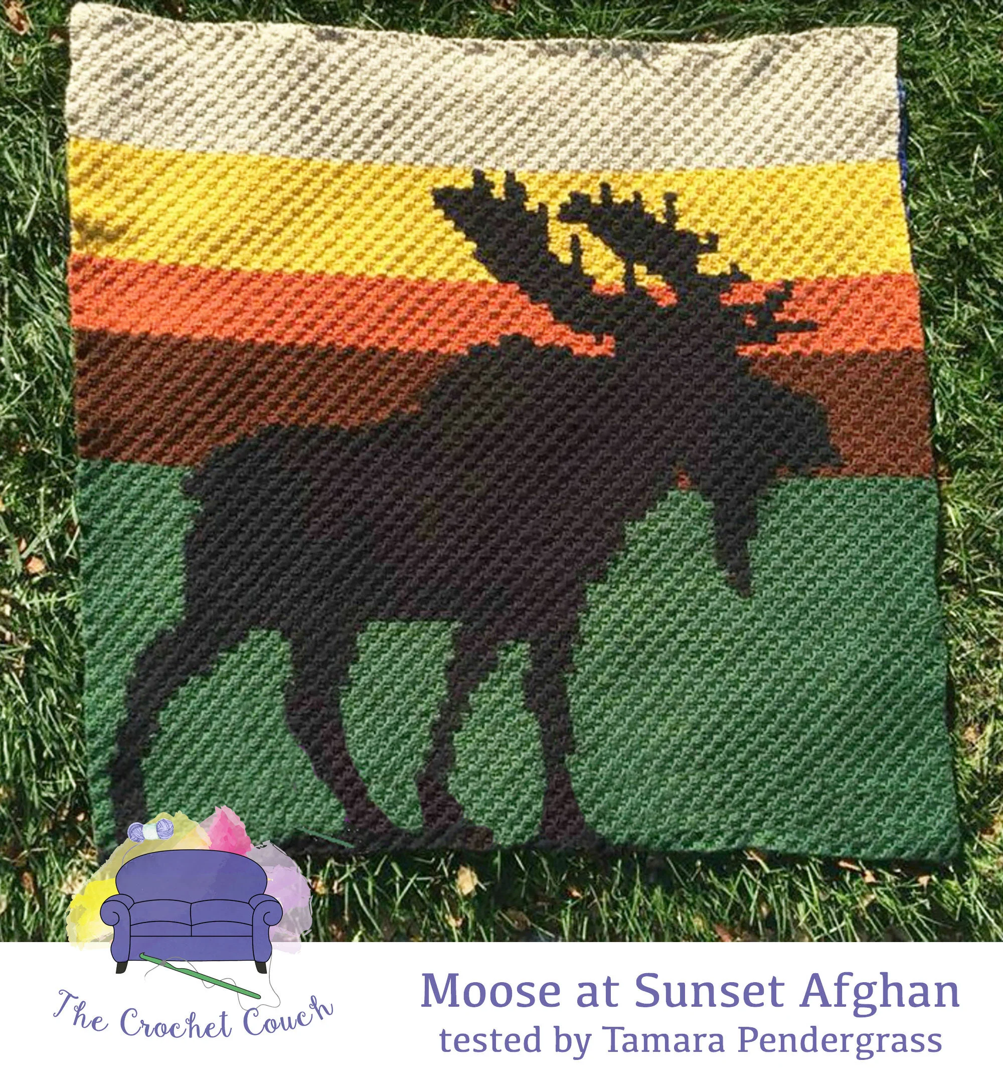 Moose at Sunset Afghan, C2C Crochet Pattern
