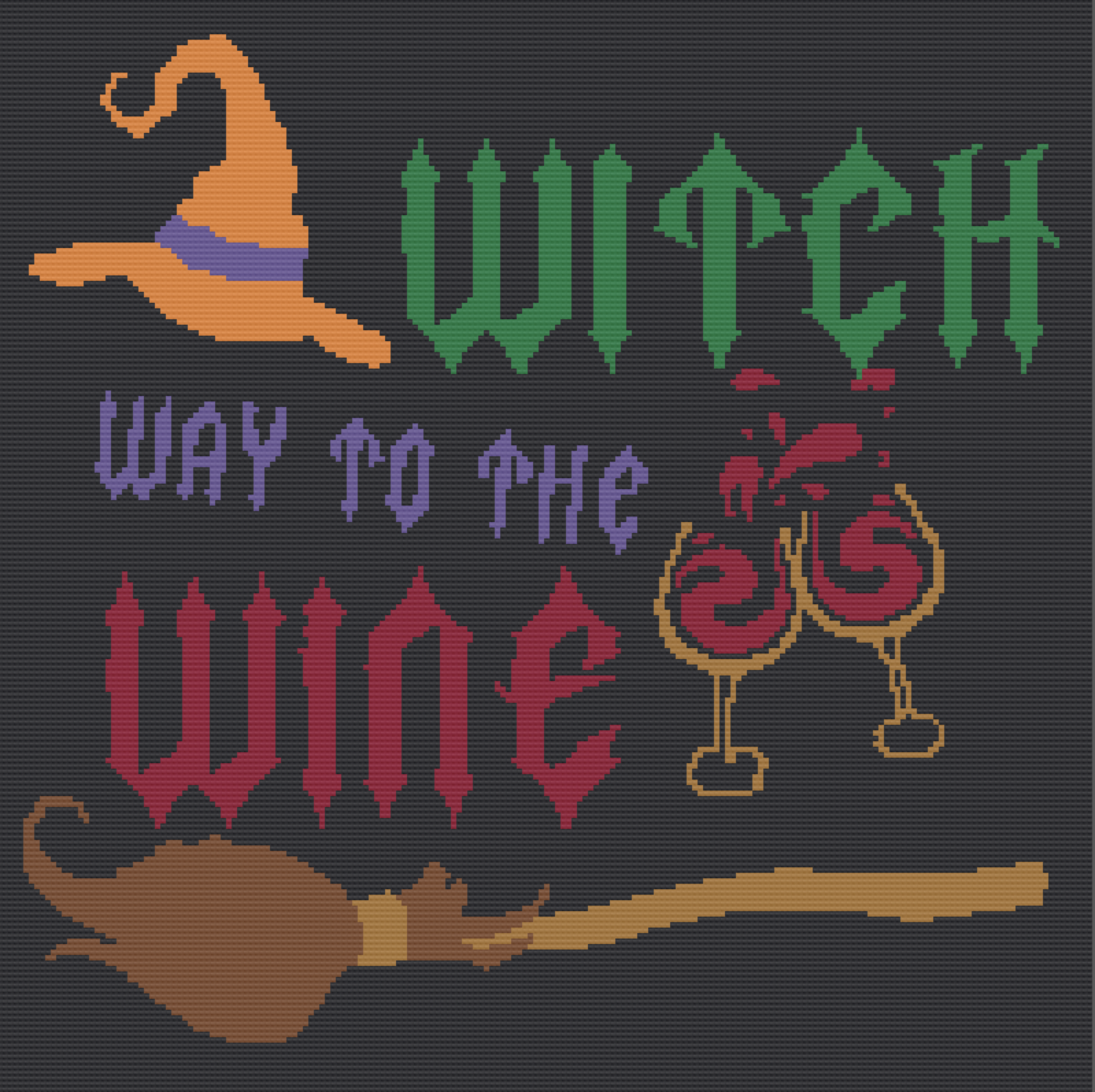 Witch Way to the Wine Afghan, SC or TSS Crochet Pattern