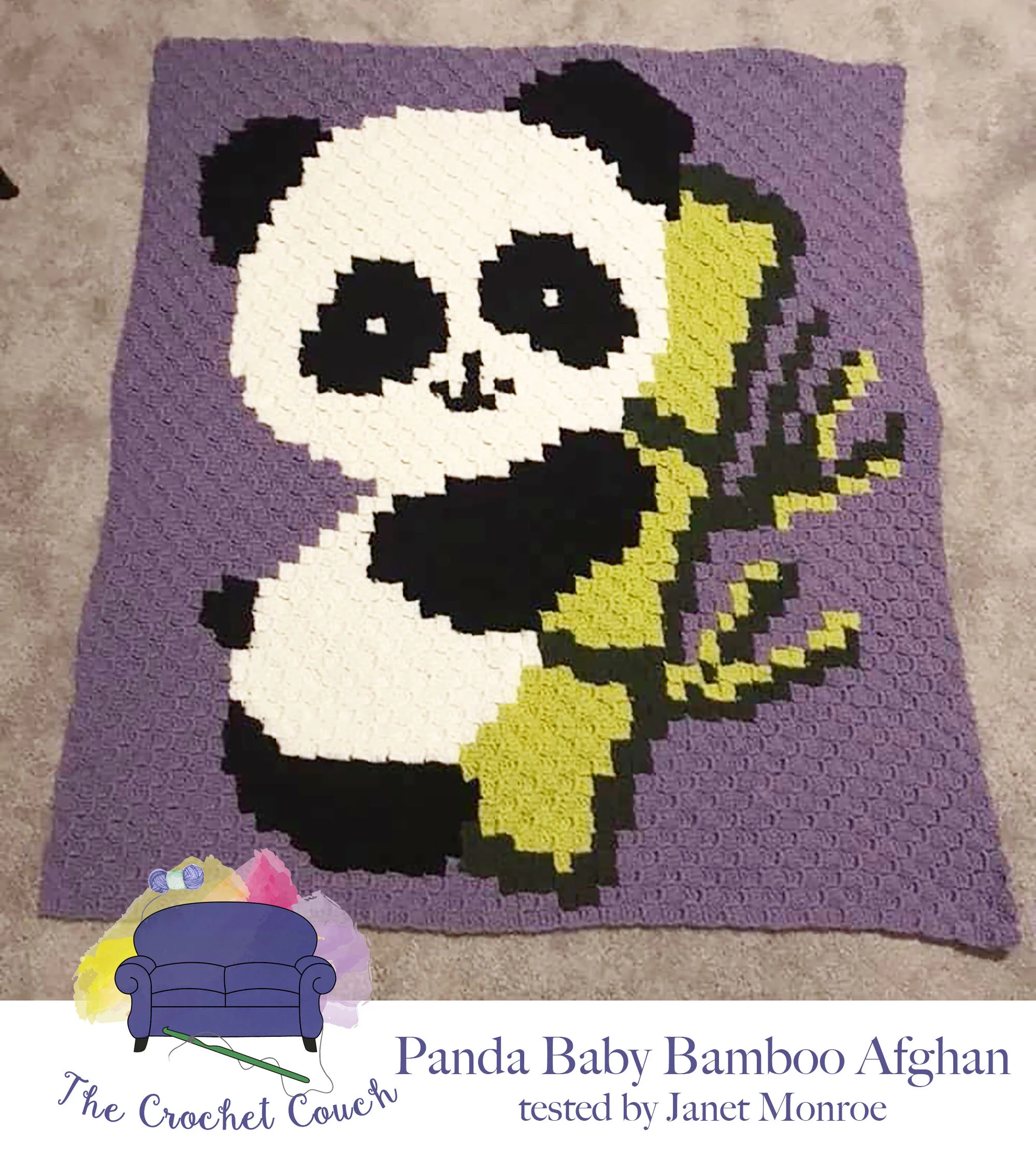 Panda Bamboo Baby Afghan, C2C Crochet Pattern