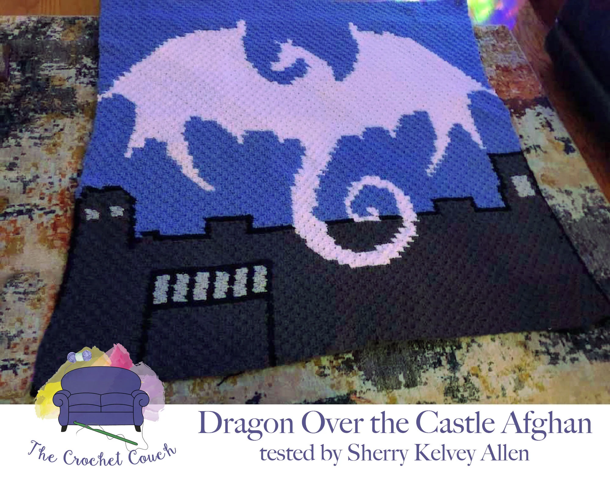 Dragon over the Castle Afghan, C2C Crochet Pattern