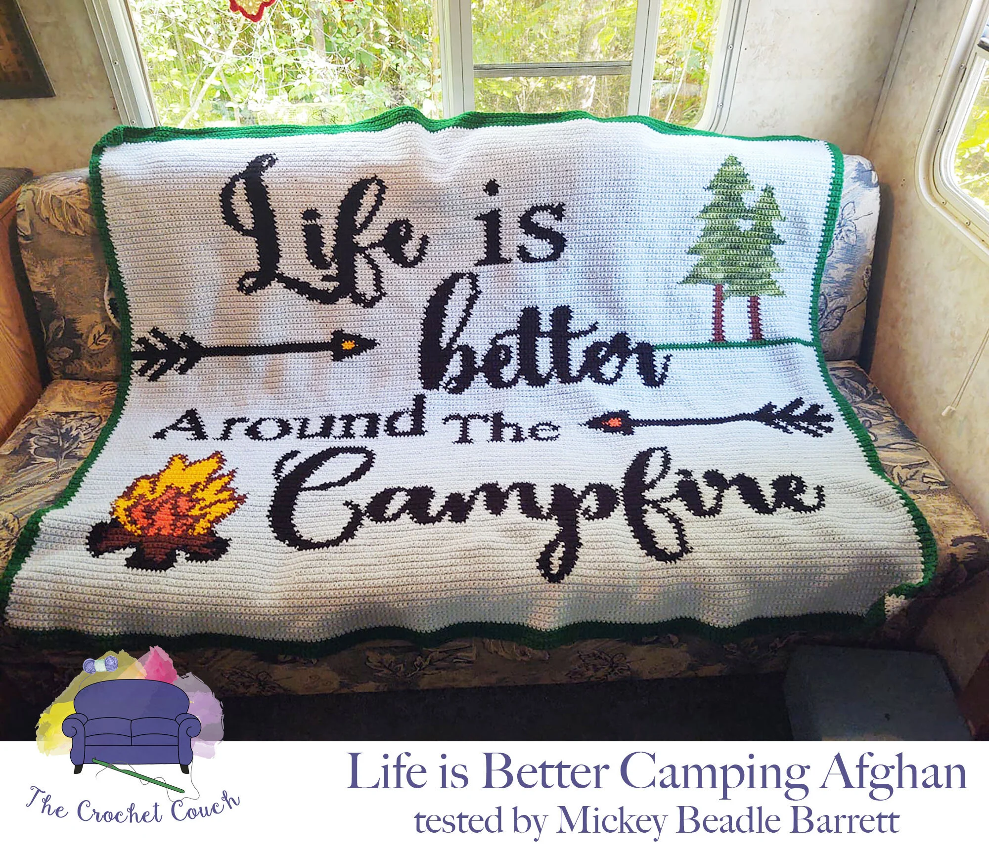 Life is Better Camping Afghan, SC and TSS Crochet Pattern