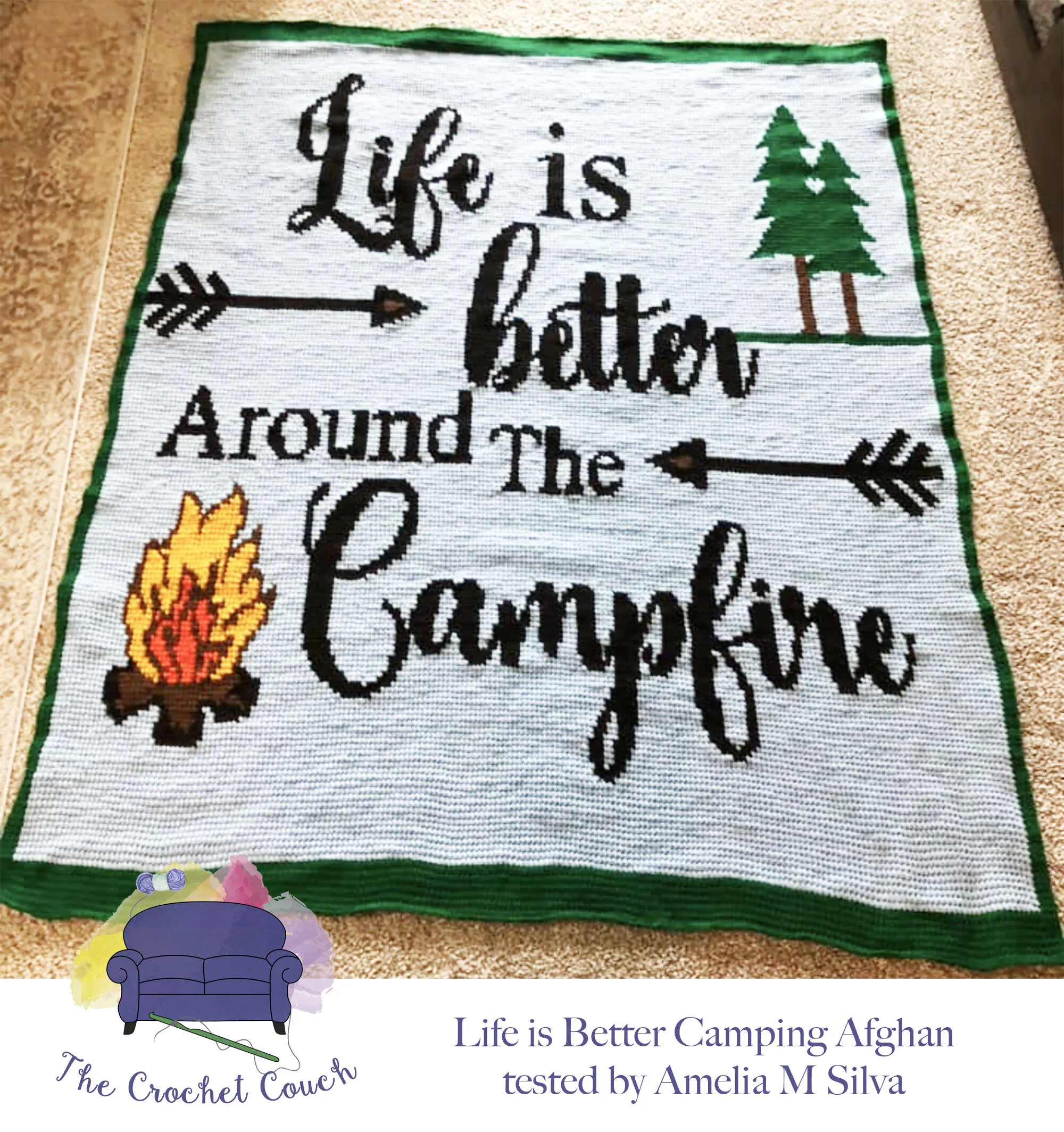 Life is Better Camping Afghan, SC and TSS Crochet Pattern