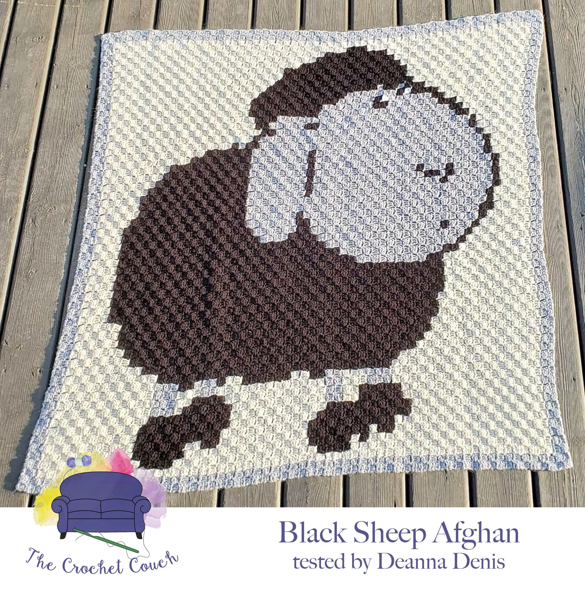 Black Sheep Baby Afghan, C2C Crochet Pattern