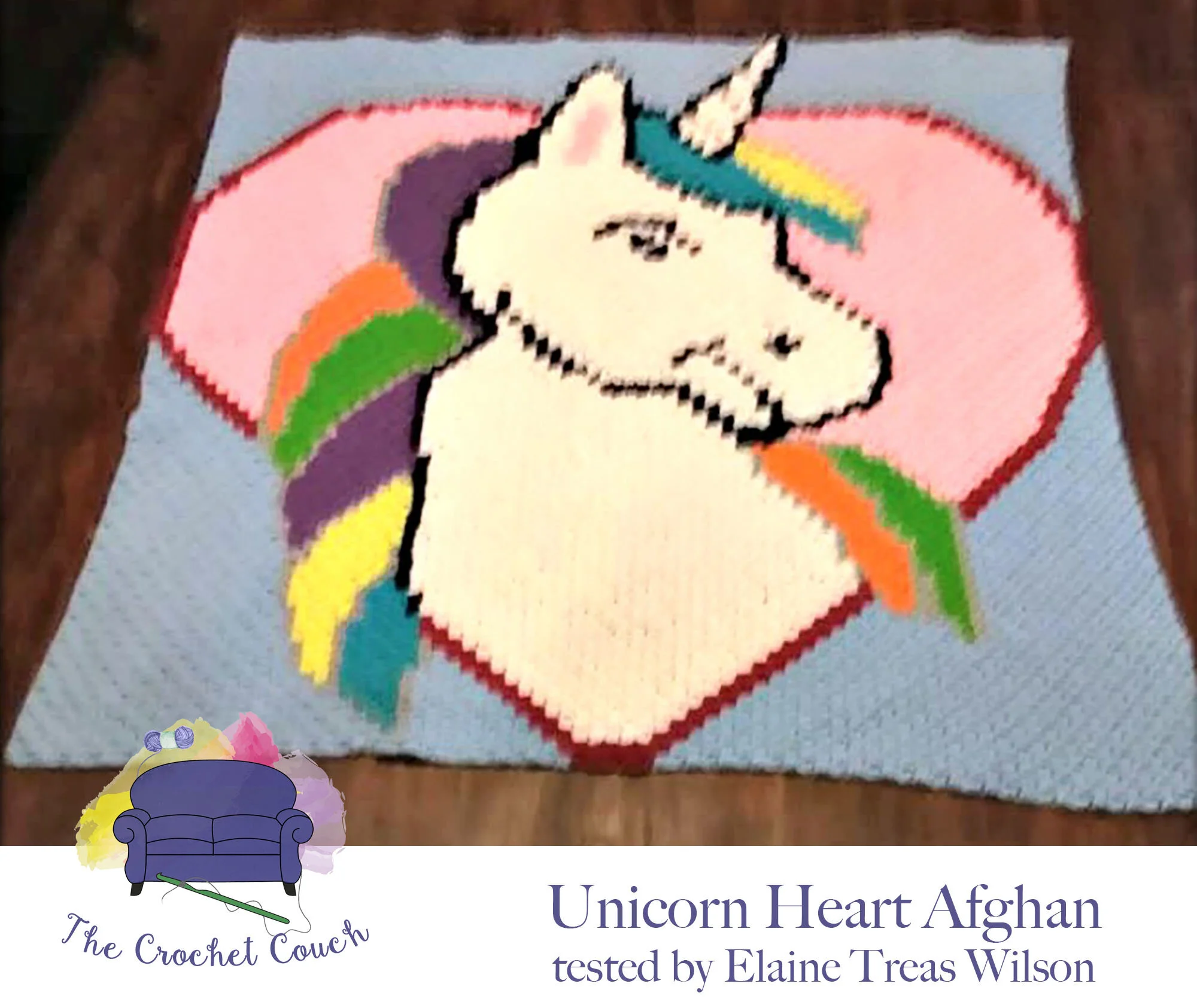 Unicorn Heart Afghan, C2C Crochet Pattern