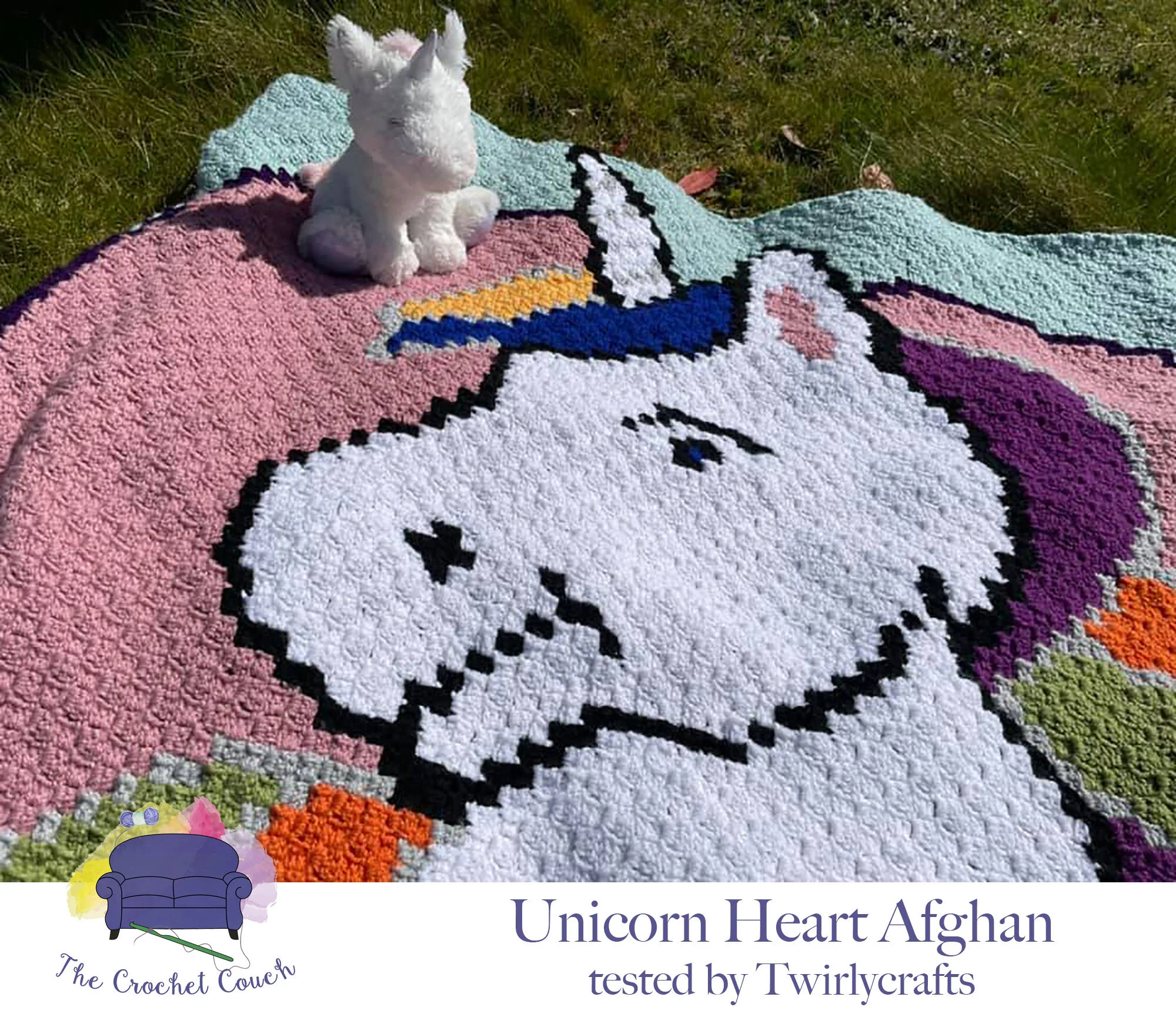Unicorn Heart Afghan, C2C Crochet Pattern