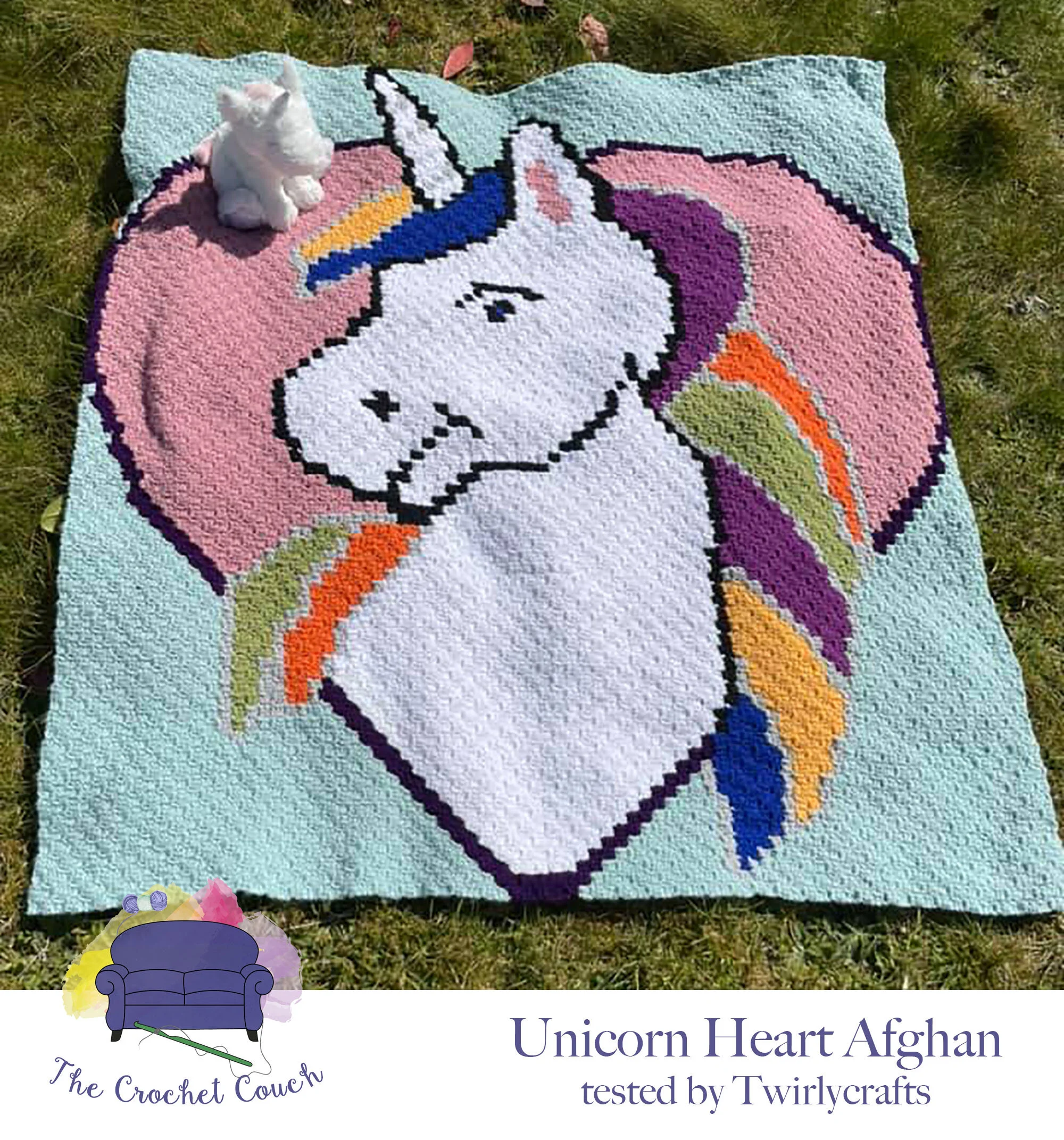 Unicorn Heart Afghan, C2C Crochet Pattern