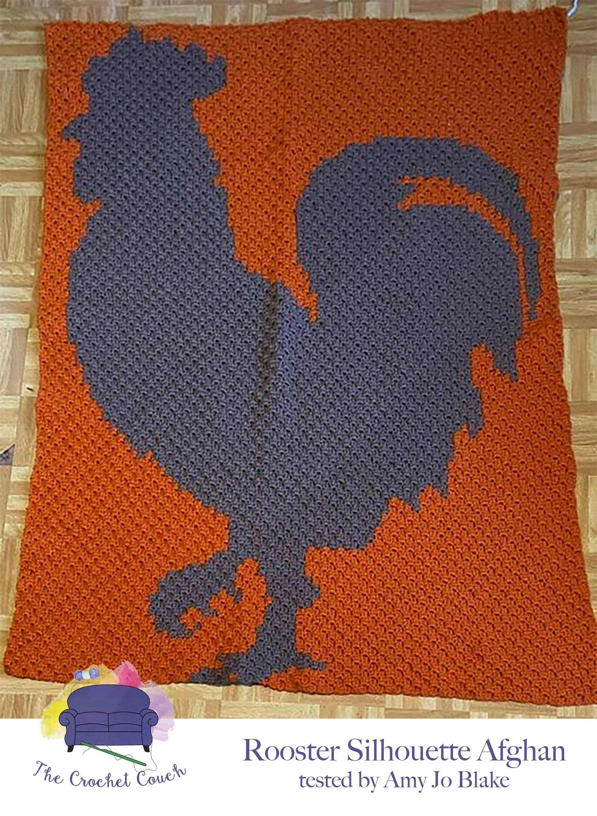 Rooster Silhouette Afghan, C2C Crochet Pattern