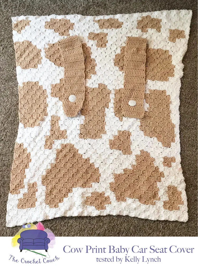 Cow Print Baby Car Seat Cover C2c Crochet Pattern - Crochet Car Seat Cover Dimensions Cow Print Baby Car Seat Cover C2c Crochet Pattern - Crochet Car Seat Cover Dimensions