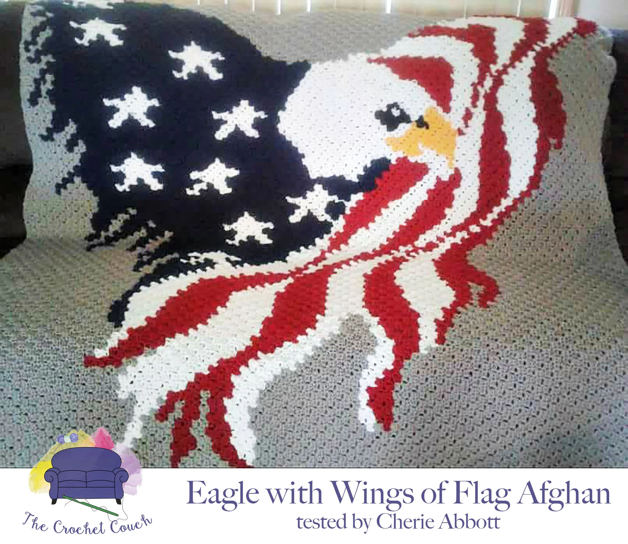 Eagle with Wings of Flag Afghan, C2C Crochet Pattern