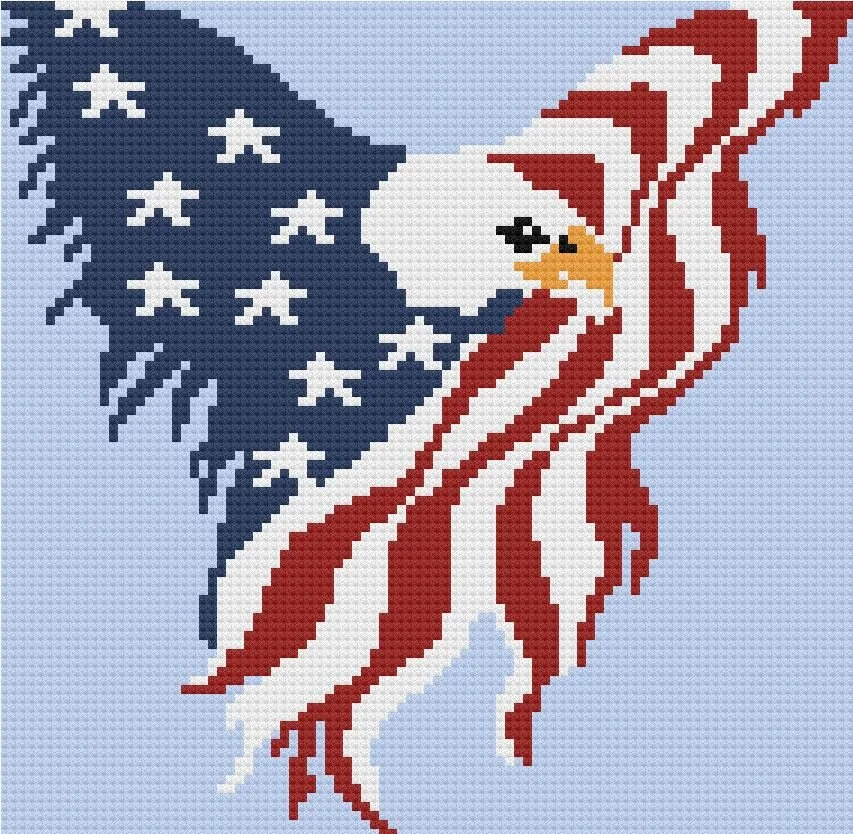 Eagle with Wings of Flag Afghan, C2C Crochet Pattern
