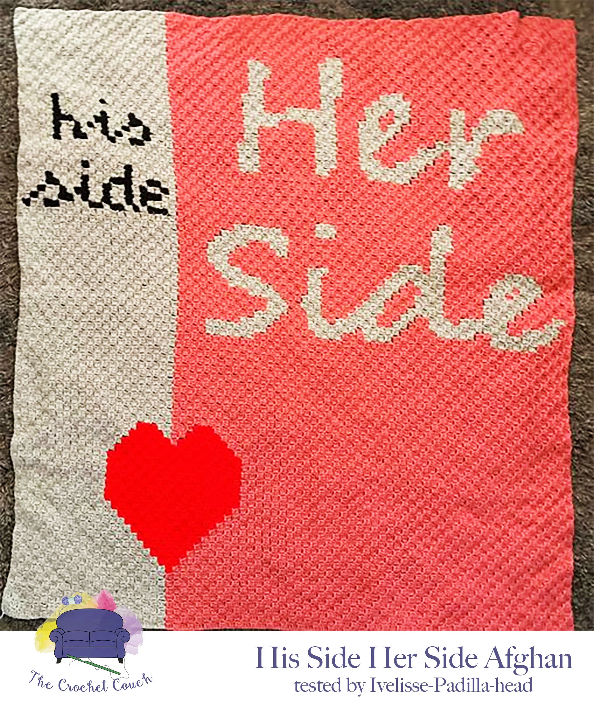 His Side, Her Side Afghan, C2C Crochet Pattern