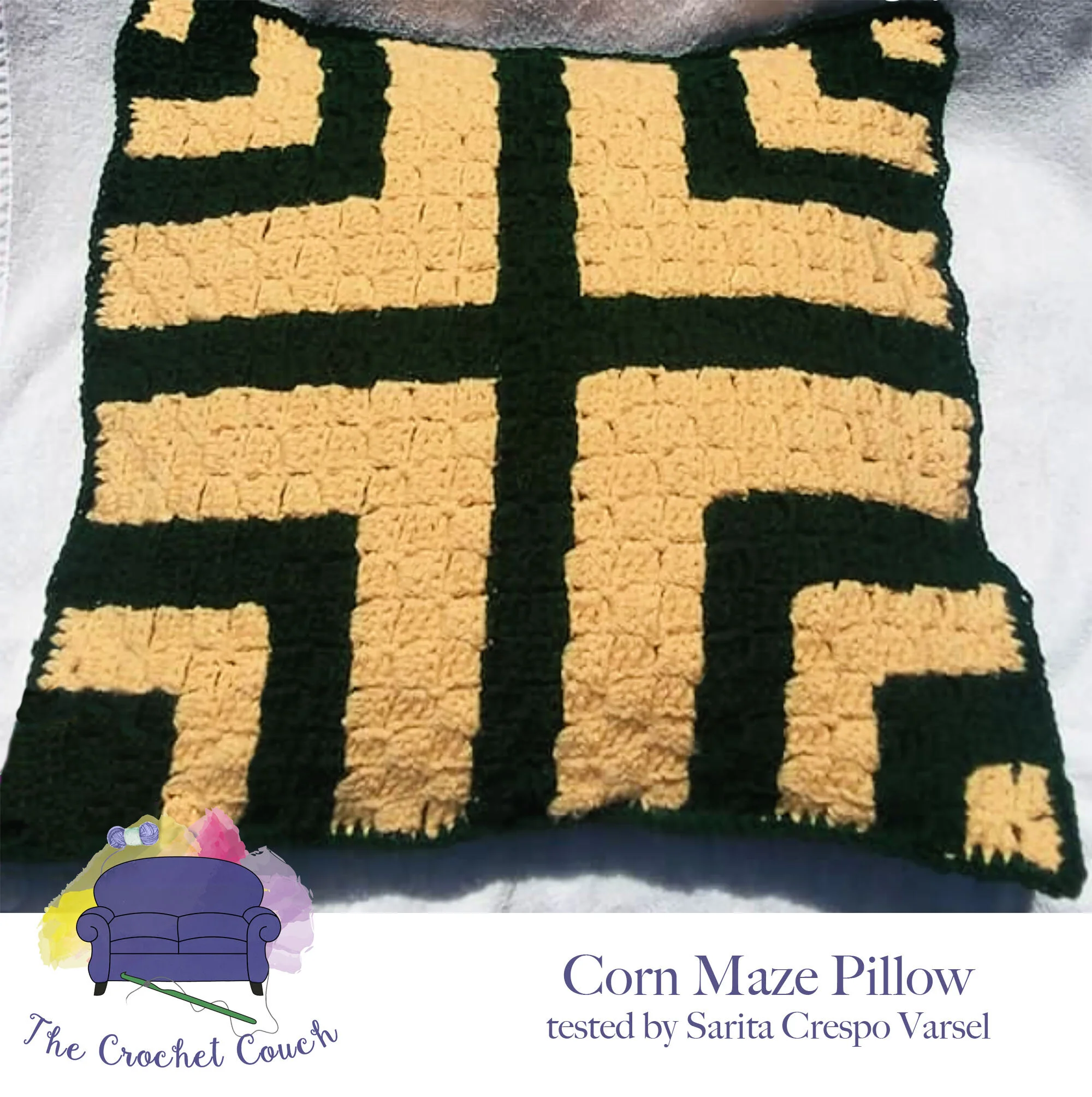 Corn Maze Pillow, C2C Crochet Pattern