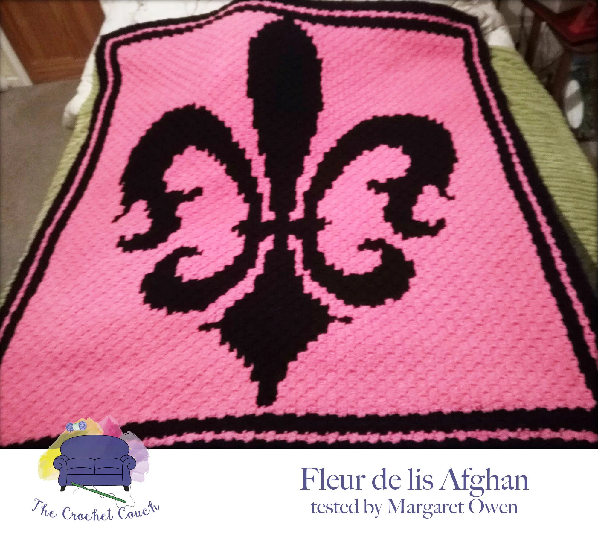 Fleur de lis Afghan, C2C Crochet Pattern