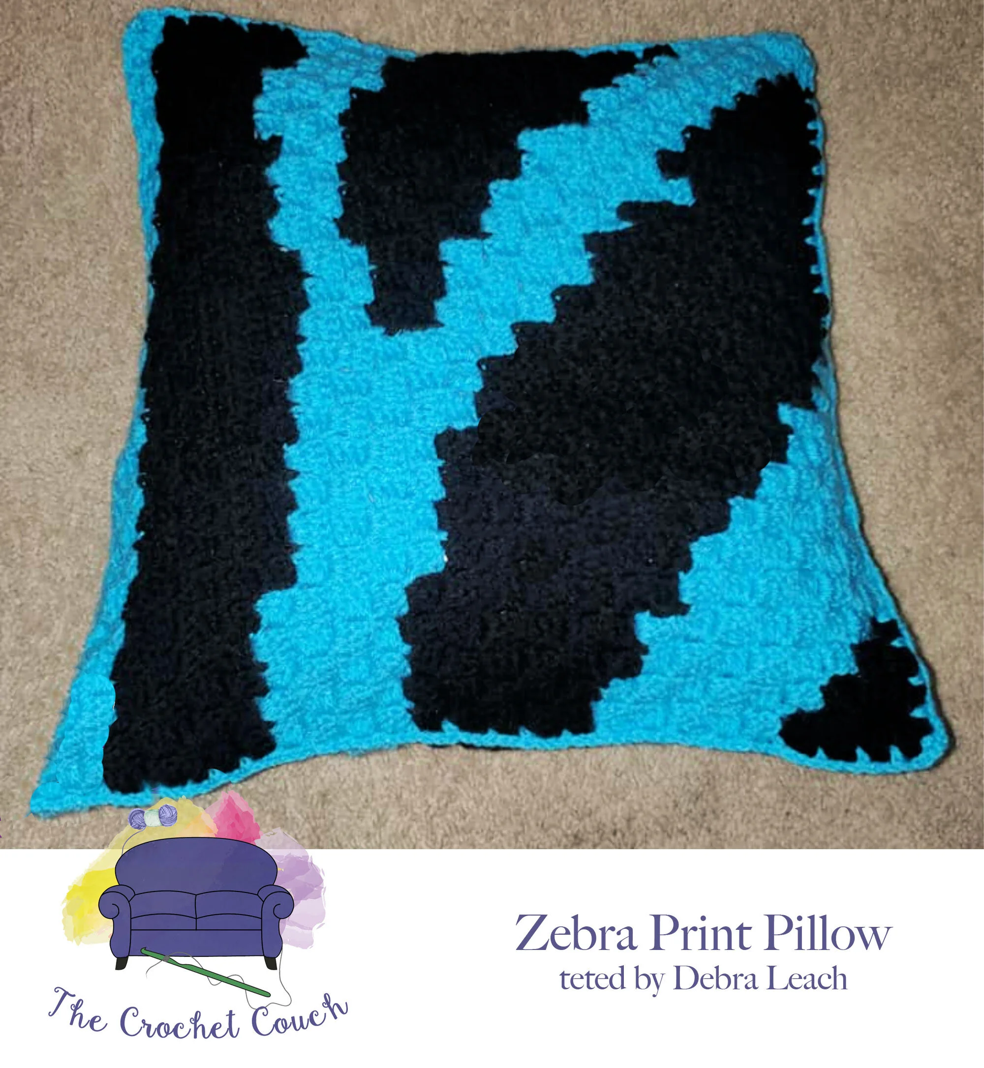 Zebra Print Pillow, C2C Crochet Pattern