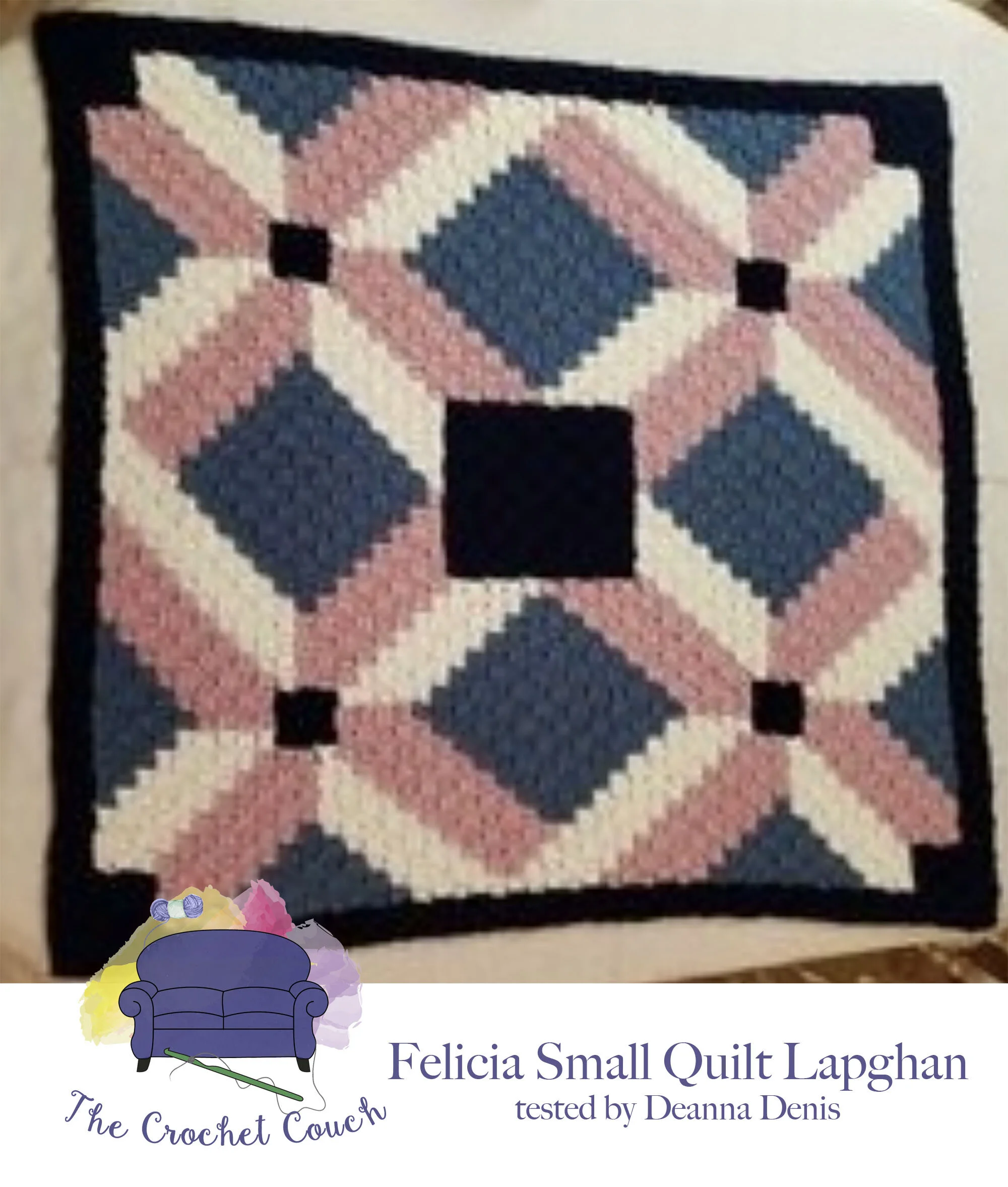 Felicia Small Quilt Lapghan, C2C Crochet Pattern