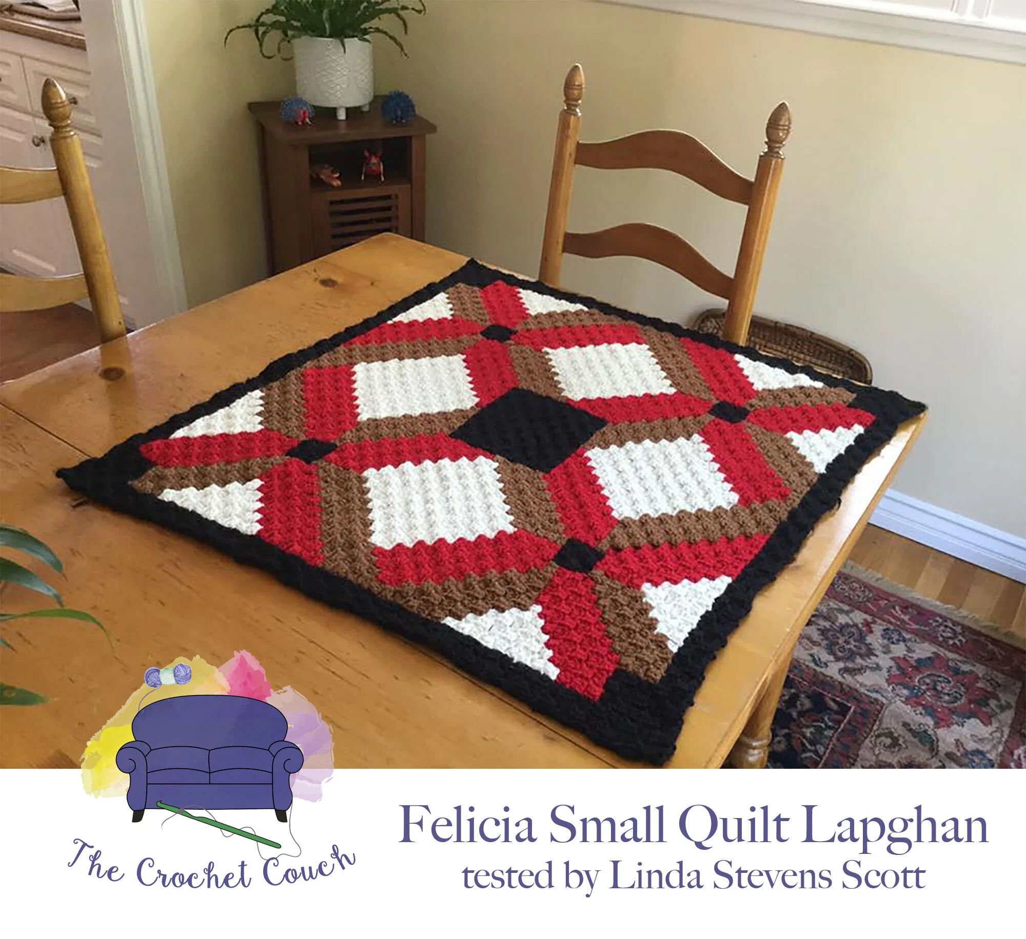 Felicia Small Quilt Lapghan, C2C Crochet Pattern