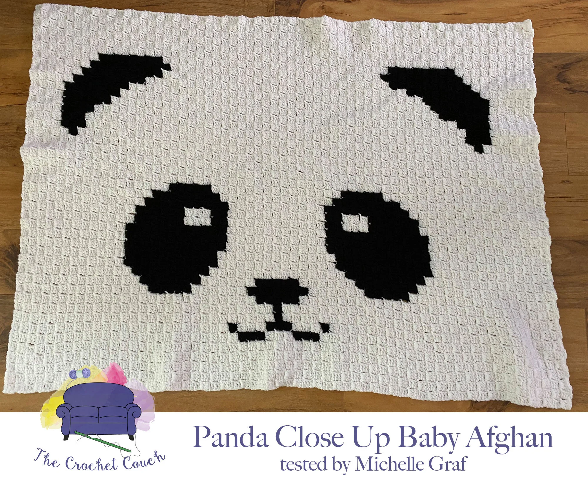 Panda Baby Closeup Afghan, C2C Crochet Pattern