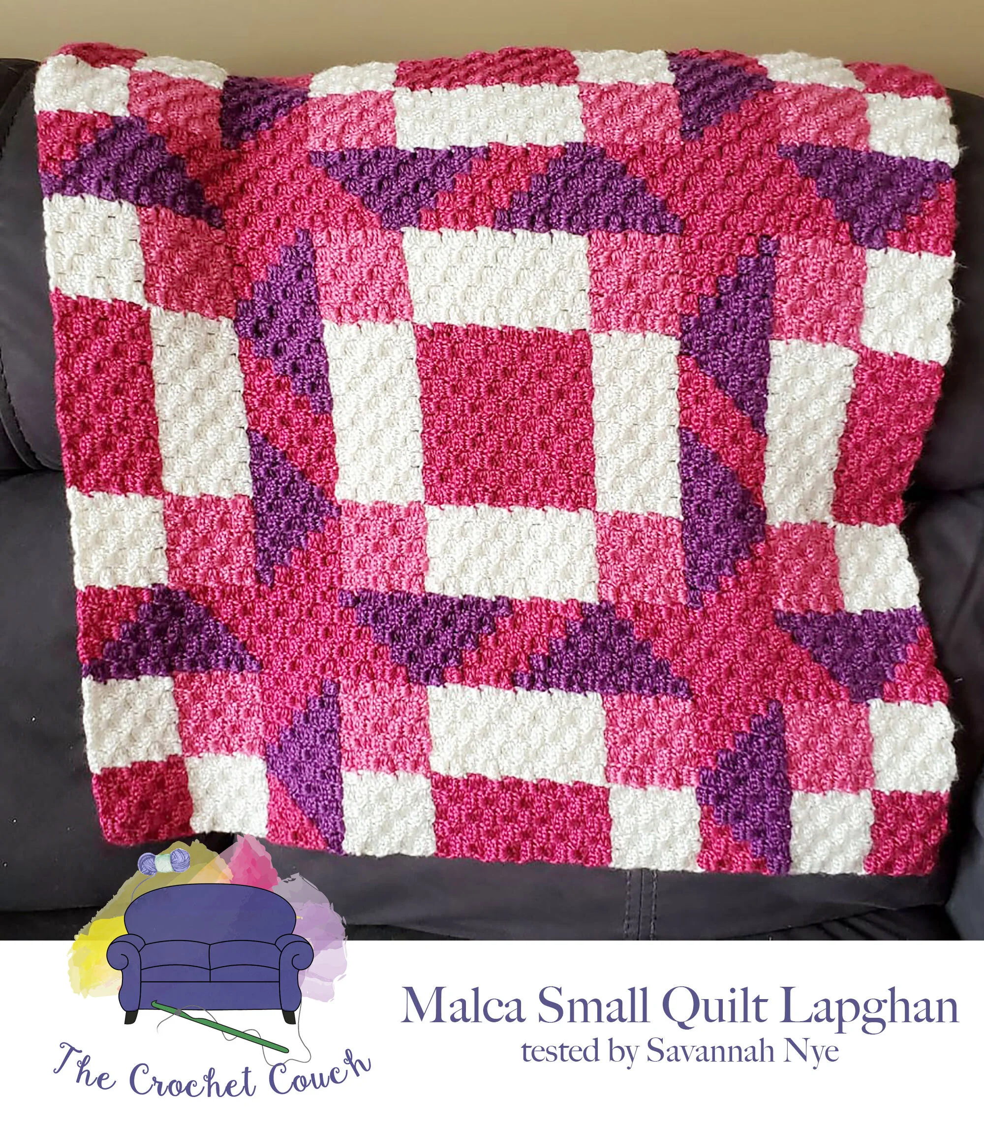 Malca Small Quilt Lapghan, C2C Crochet Pattern