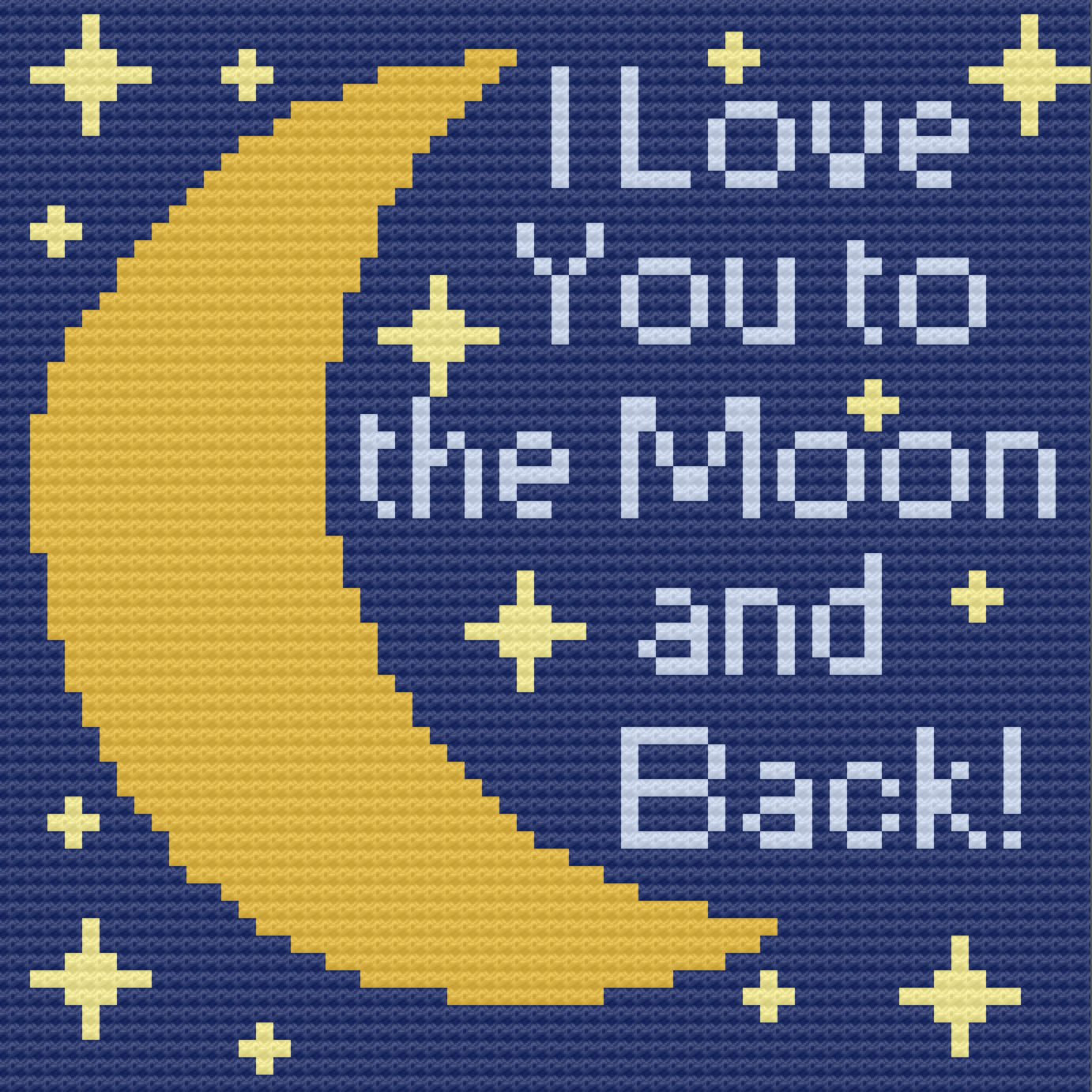 Moon and Back with Stars Afghan, C2C Crochet Pattern