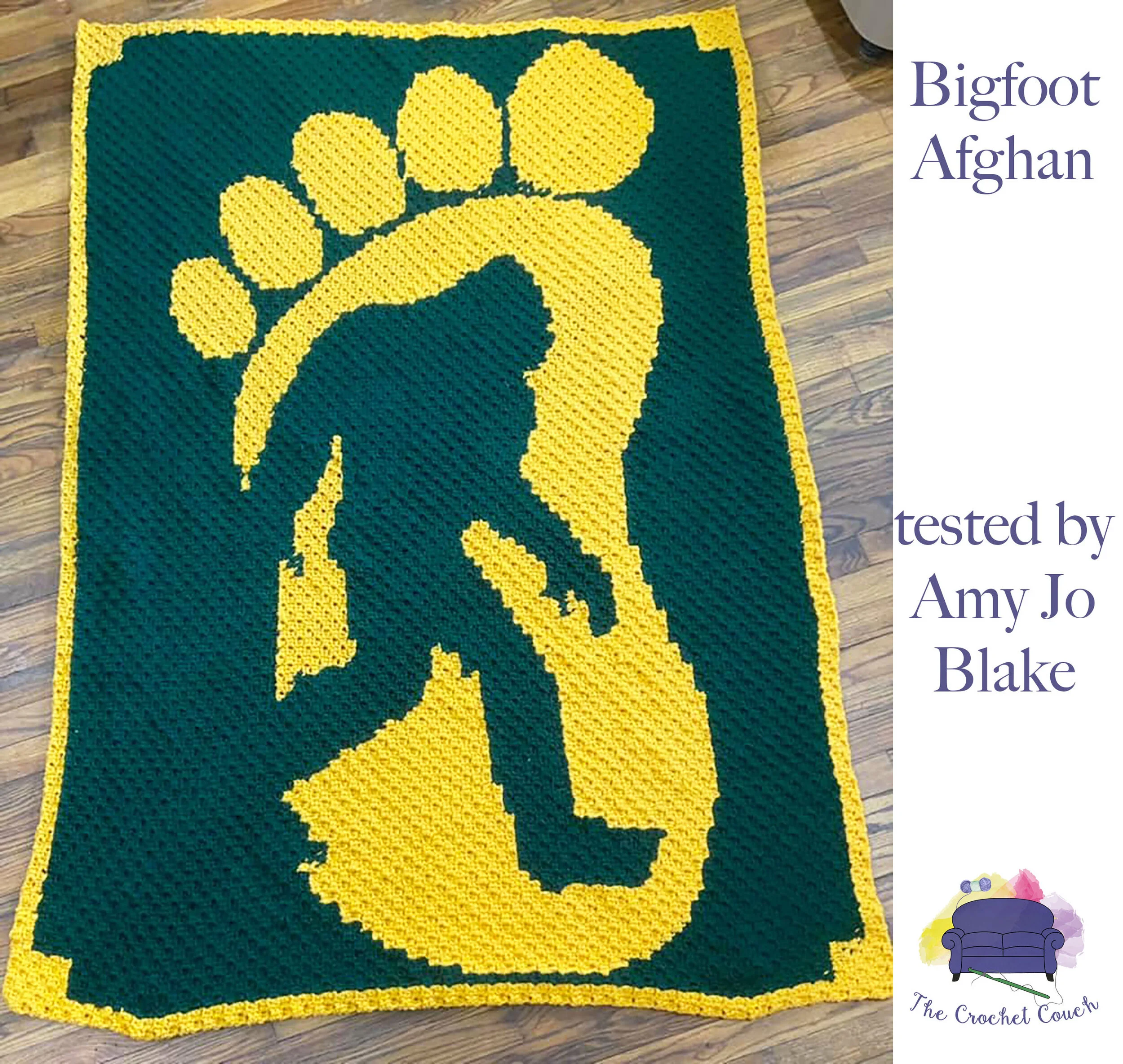 Bigfoot One Foot Afghan, Twin Size, C2C Crochet Pattern