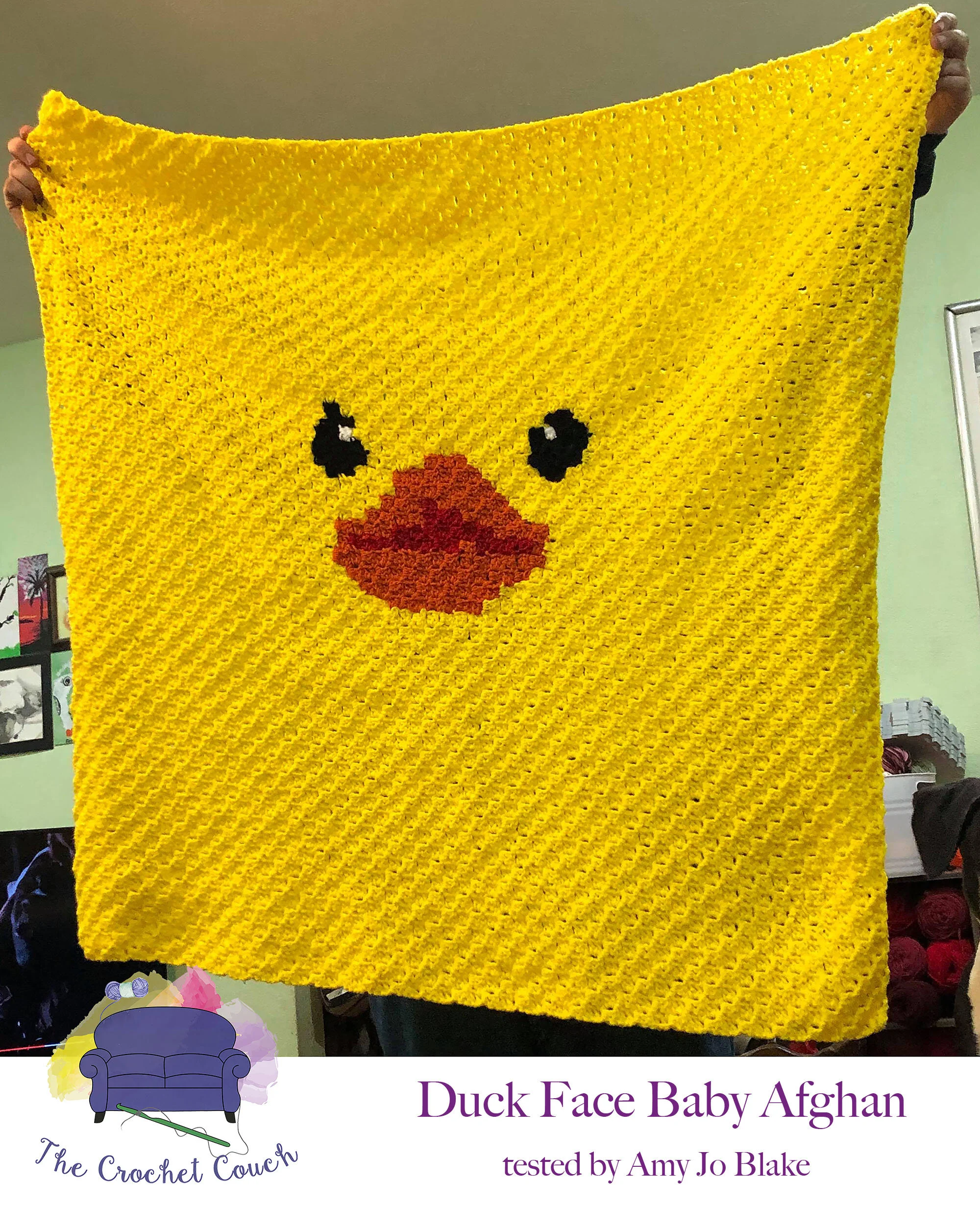 Duck Face, Baby Afghan, C2C Crochet Pattern