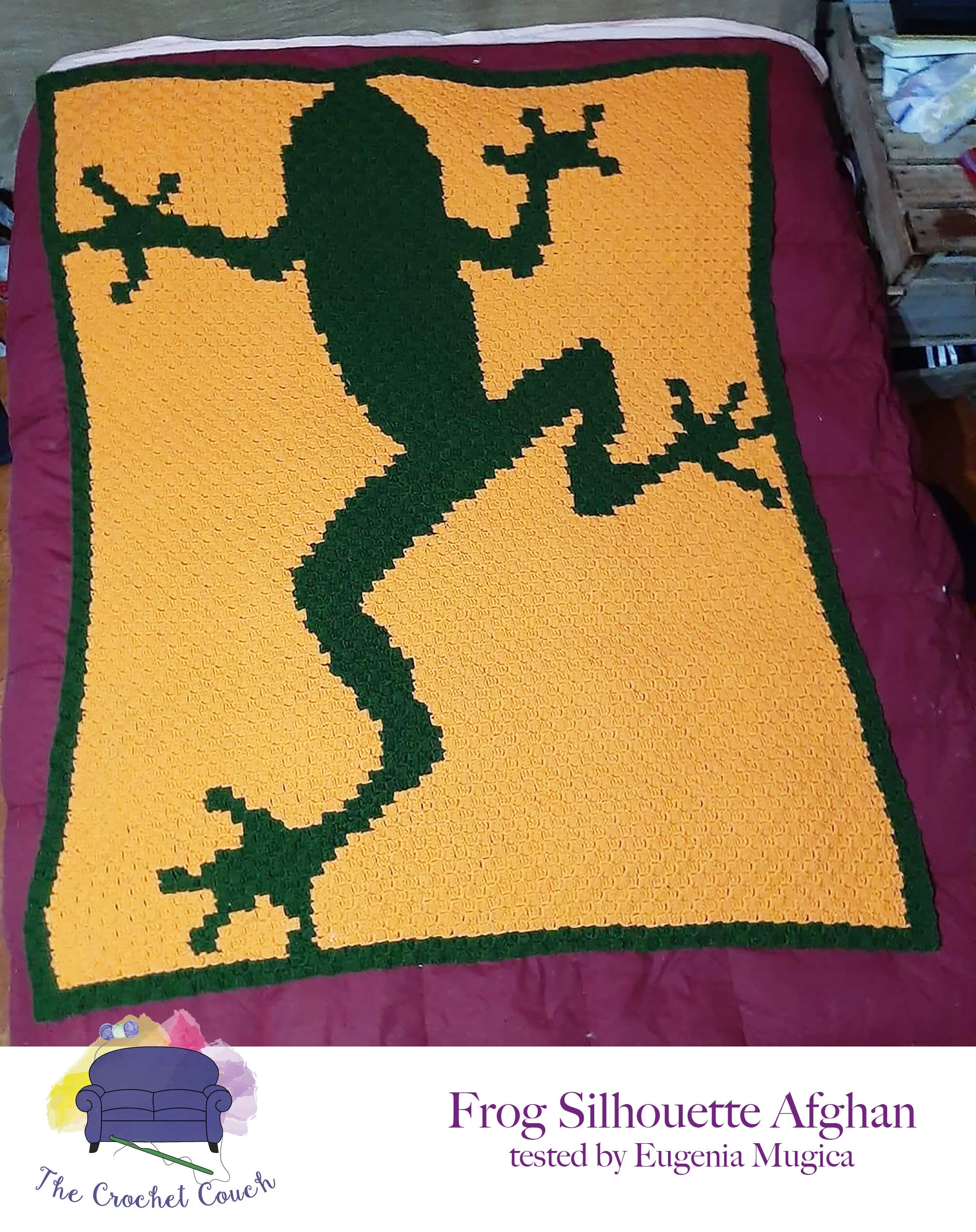 Frog Silhouette Afghan, C2C Crochet Pattern