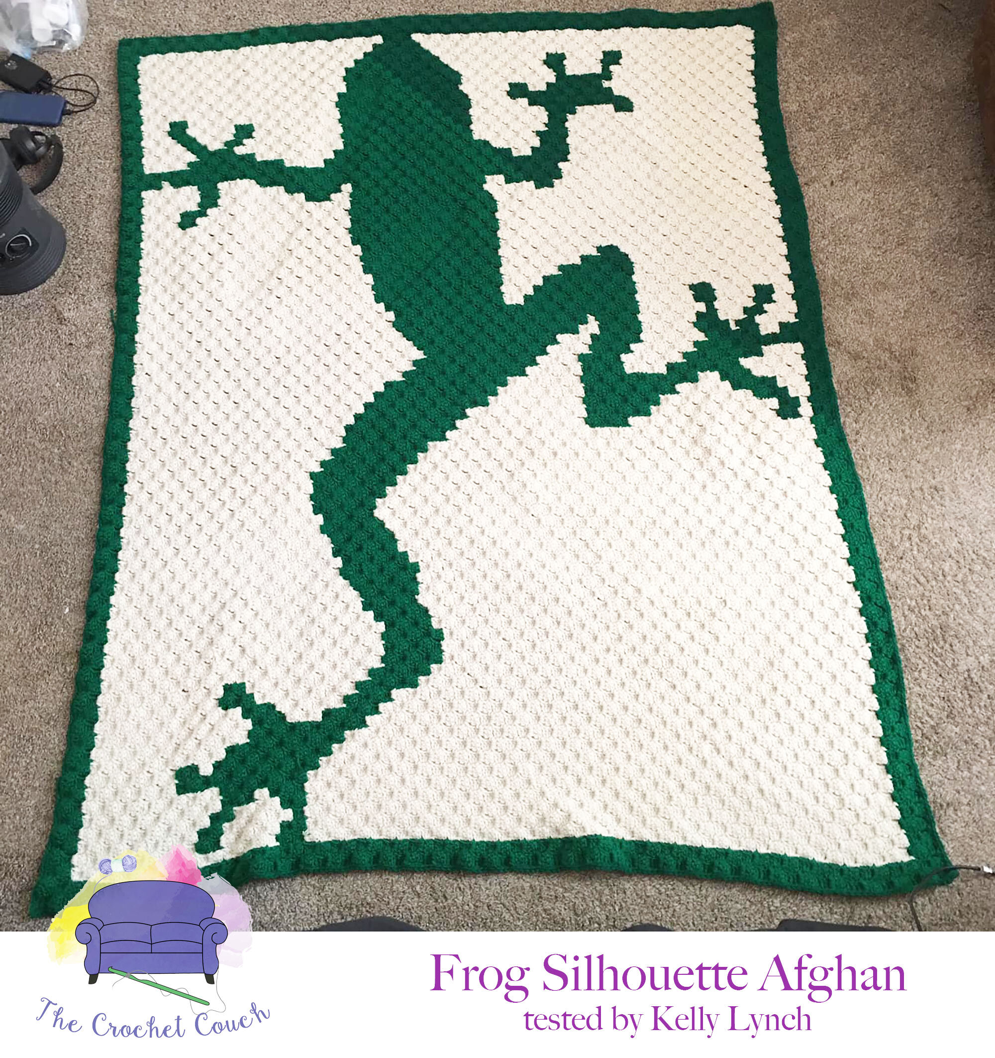 Frog Silhouette Afghan, C2C Crochet Pattern