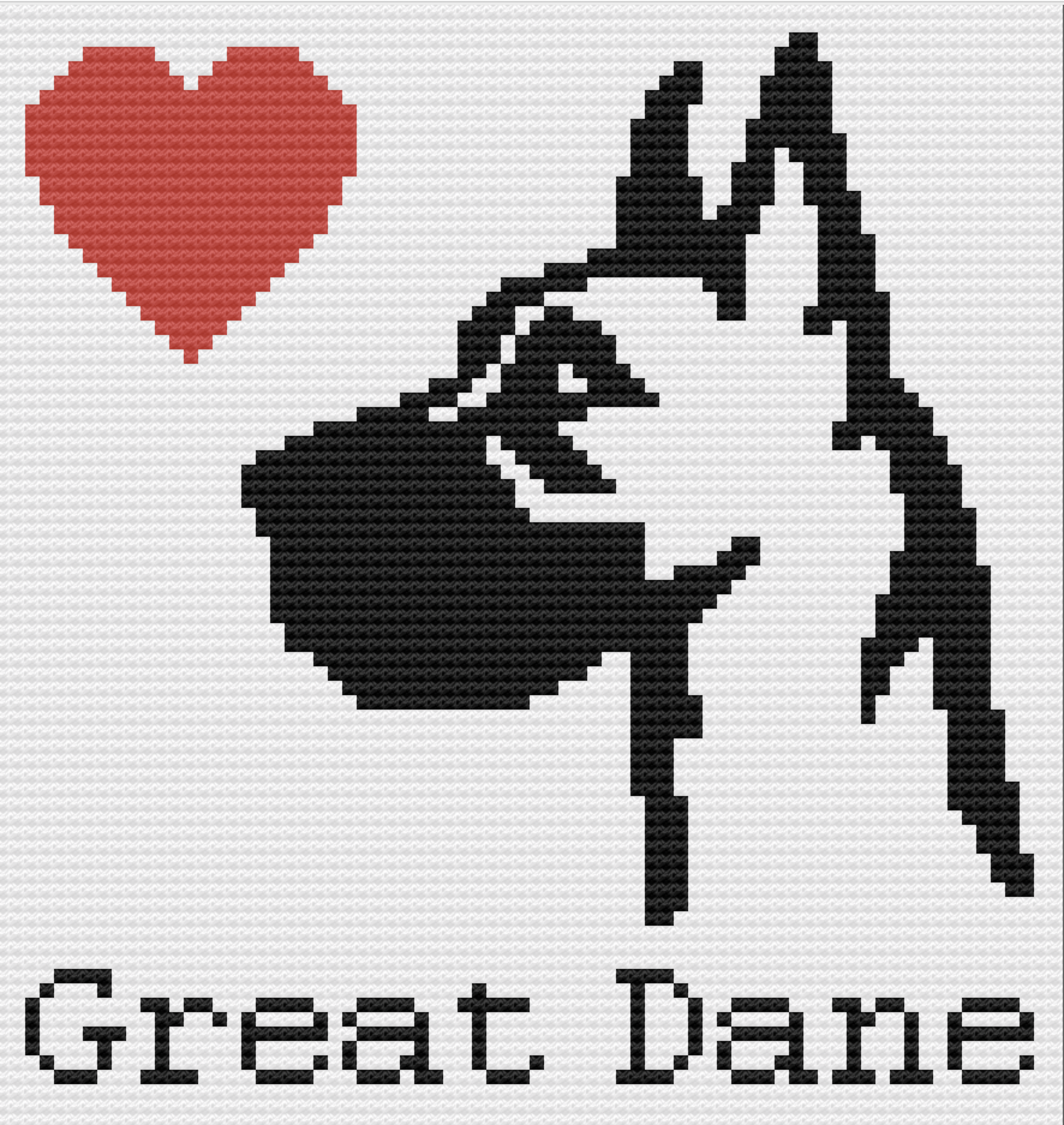 Great Dane Head, Cropped Ears Afghan ~ C2C Crochet Pattern